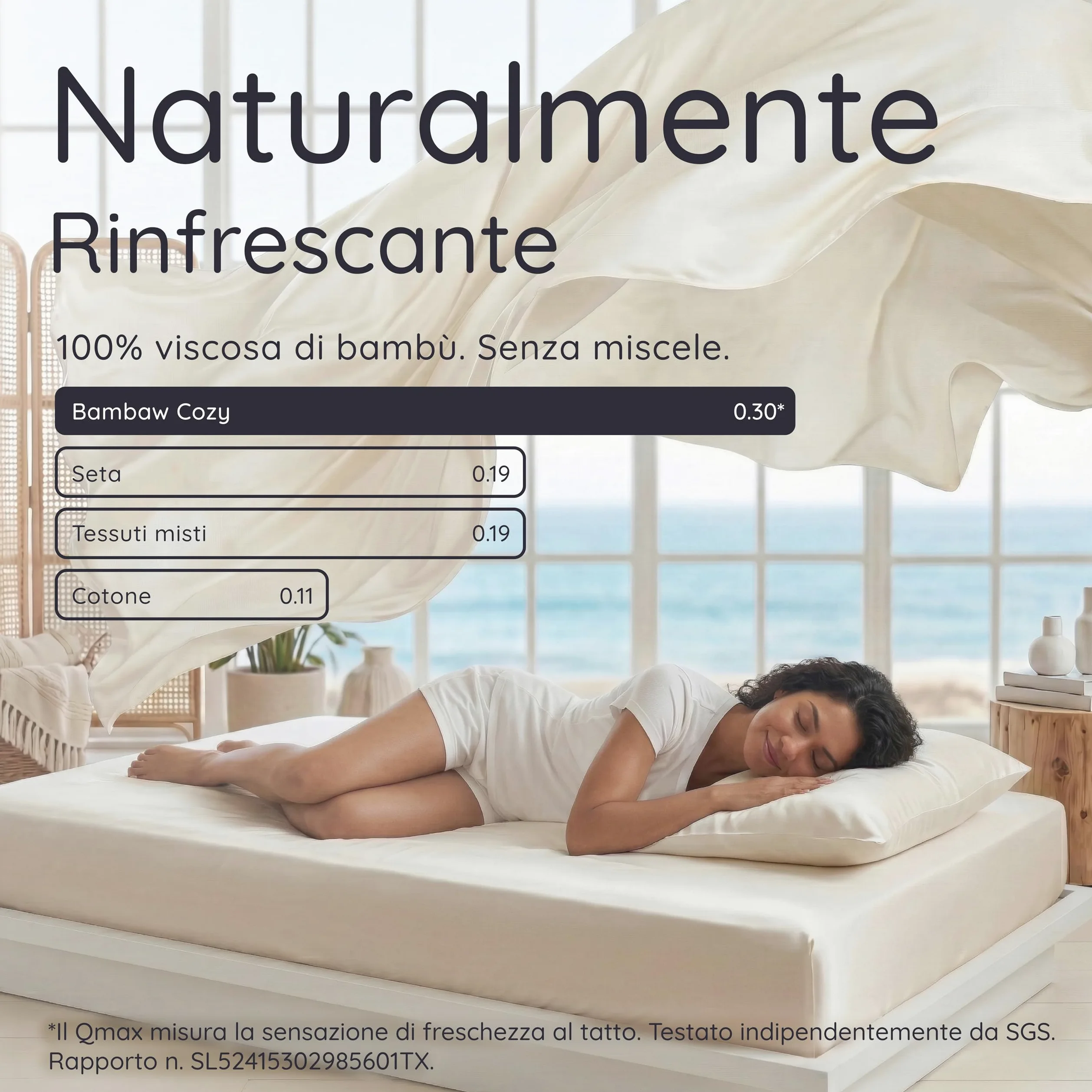 Bambaw Copripiumino matrimoniale 220x240 bambu, Lenzuolo rinfrescante matrimoniale, Lenzuola matrimoniali in bambu anallergiche, Biancheria da letto elegante, Copripiumino 220x240 cm (Sabbia)