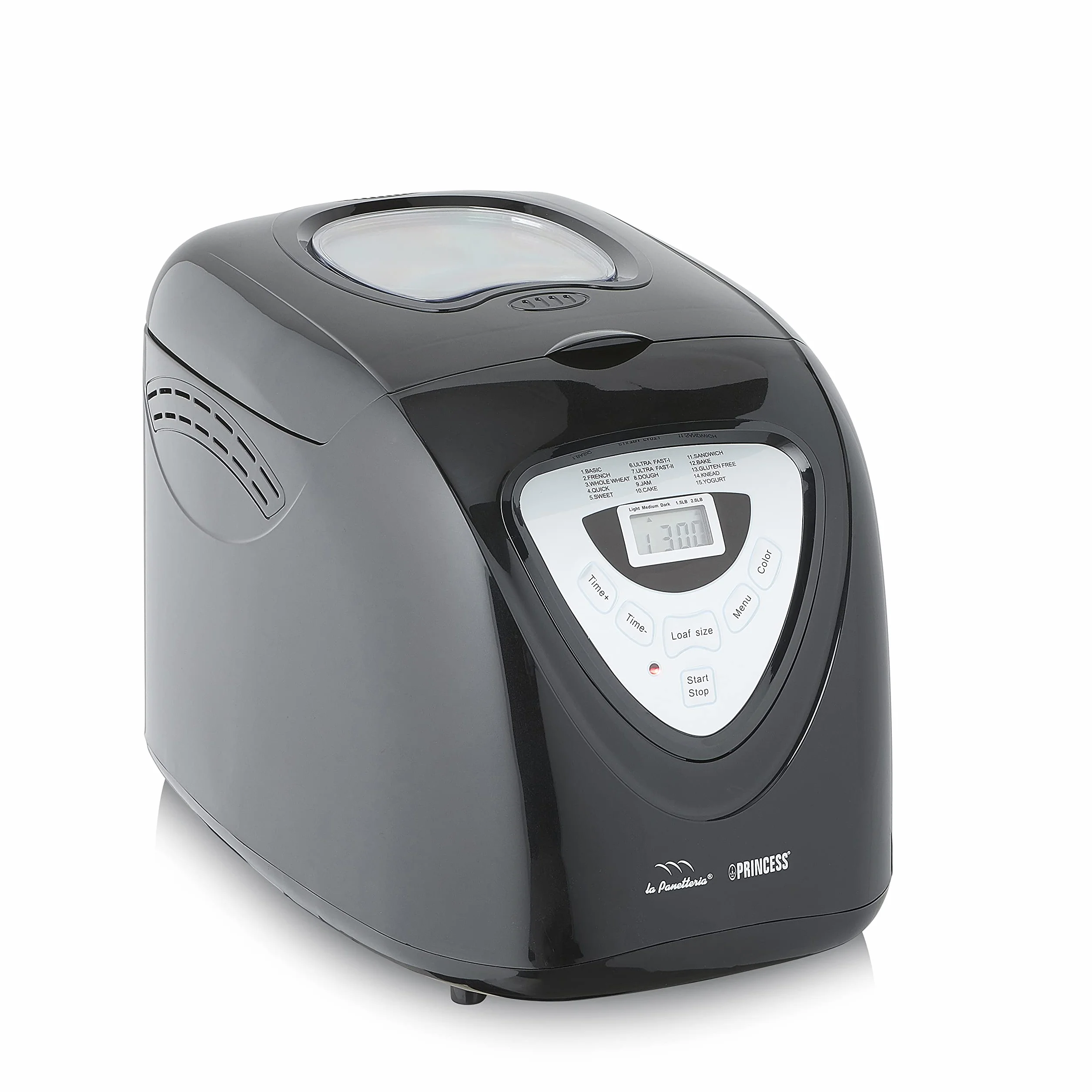 Princess Macchina Per Il Pane Black, 600 Watt, Grande Capienza 0.9 Kg, 15 Programmi Di Cottura, Modalità Senza Glutine, Ottima Per Intolleranze, Allergie O Diete Speciali, Cuoci Pane E Dolci, Nero