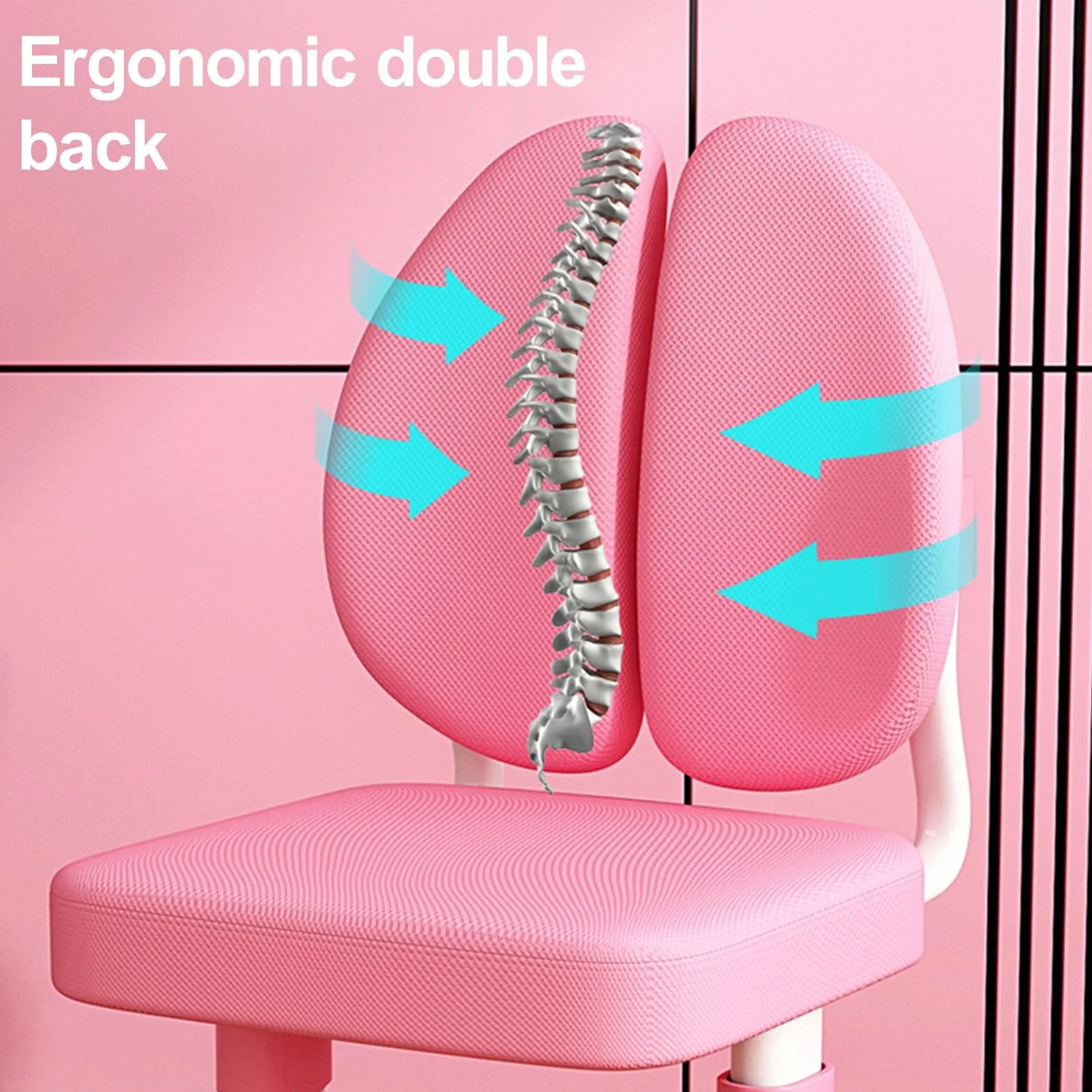 Set di scrivania e sedia per bambini, regolabile, per scuola, scrittura, compiti, studio, scrivania ergonomica con grande lavagna, libreria e cassetto, rosa