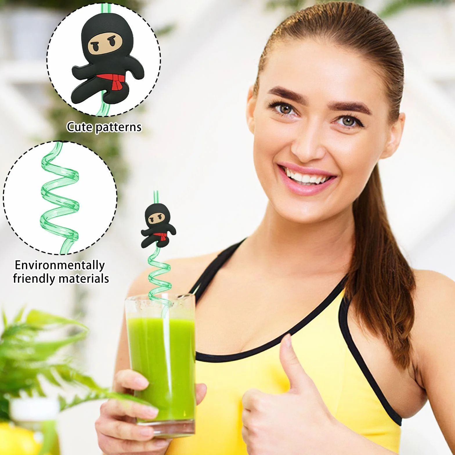 16 Pezzi Cannucce A Tema Ninja, Cannucce Divertenti, Cannucce di Design Creativo, Cannucce per Bambini, Cannucce Riutilizzabili.