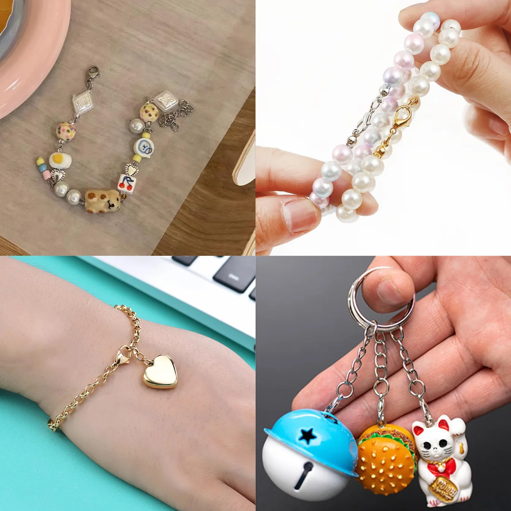 Chiusure per Braccialetti, 120 Pezzi Chiusura A Moschettone, 160 Pezzi Anellini Aperti, per Bracciale Collana Orecchini Portachiavi Gioielli Artigianali