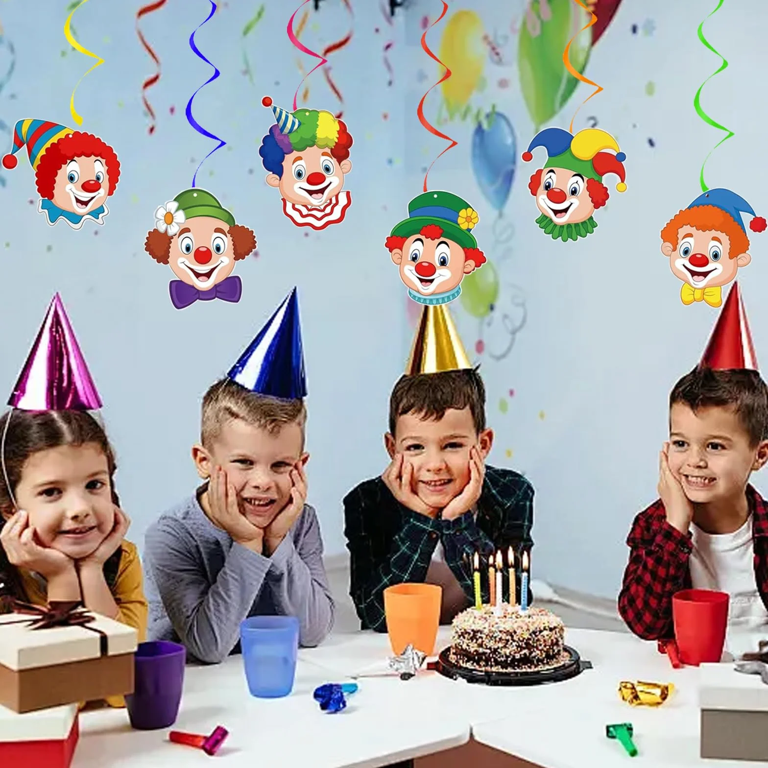 Set Decorazione Clown Carnevale 2 Grandi 6 Piccoli Decorazioni Porta Festa