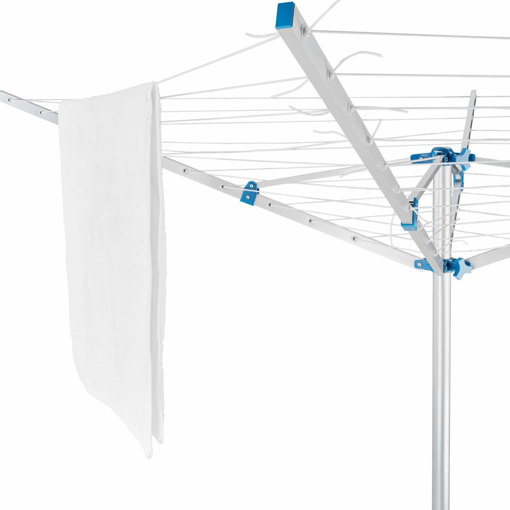 tectake Stendino a Ombrello 102x102x160cm Verticale Stendibiancheria 4 Bracci Regolabile in Altezza Alluminio Salvaspazio Grigio