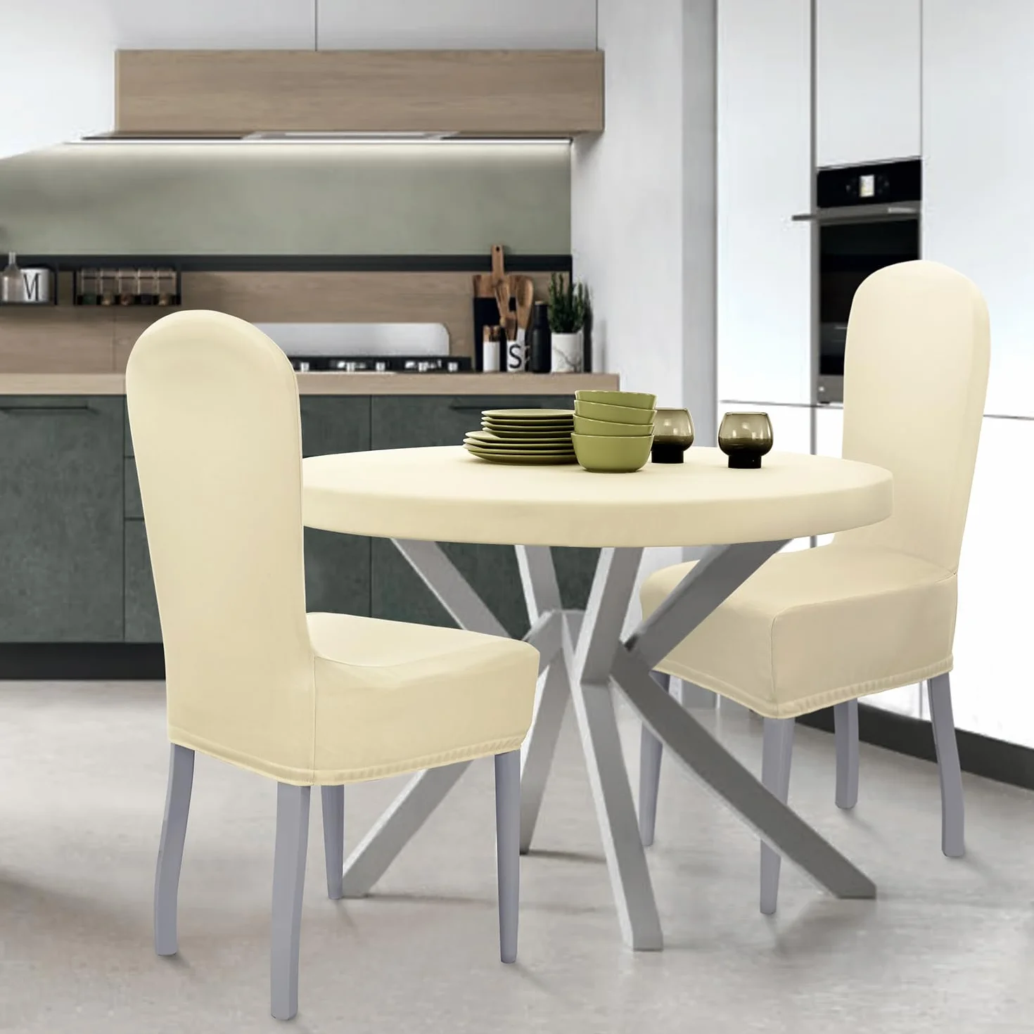 Coprisedia Antimacchia con Schienale Tondo Banzaii - 6 Pezzi Panna Made in Italy