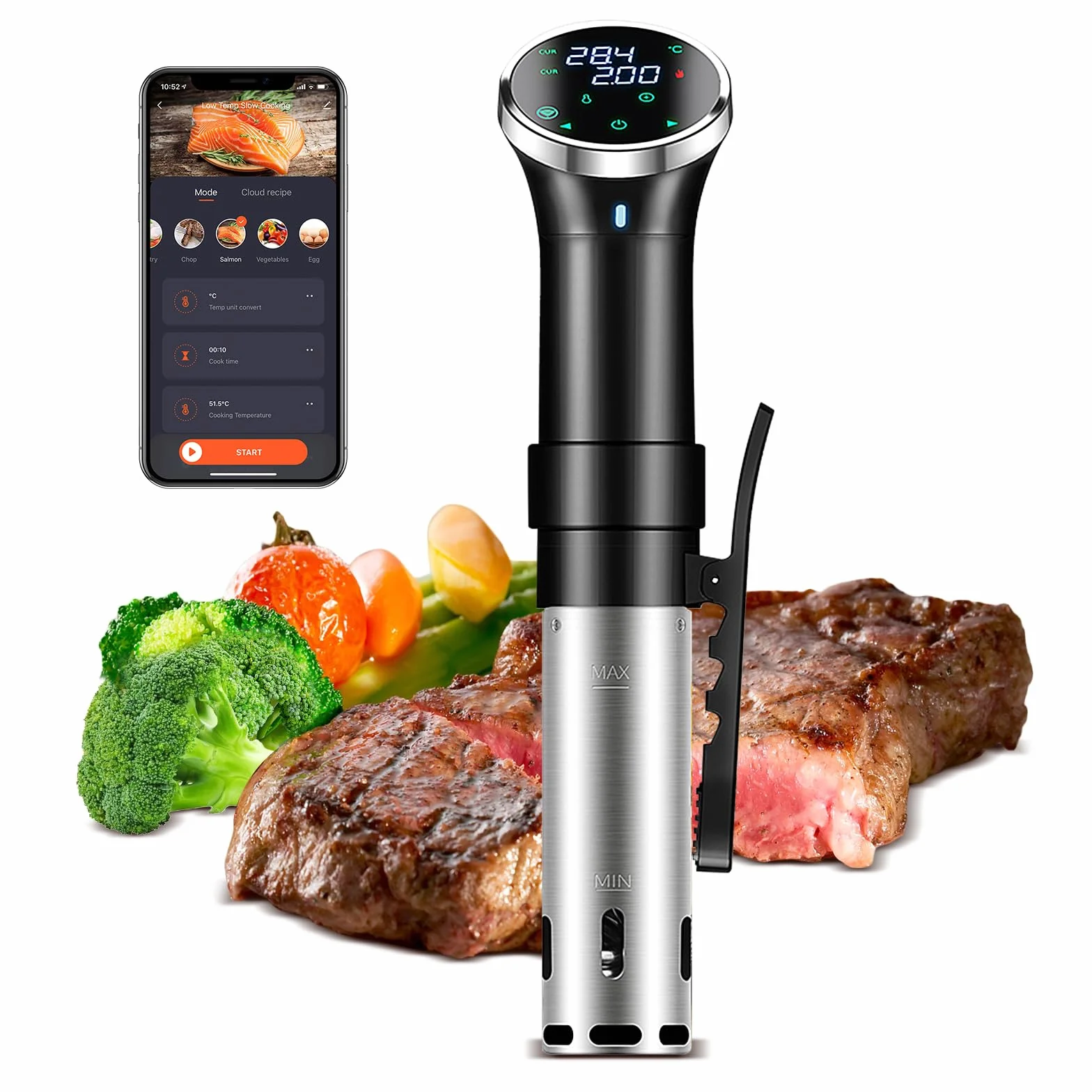 Sous Vide Roner Cucina a Bassa Temperatura Touchscreen 1100 Watt, Circolatore a Immersione WiFi