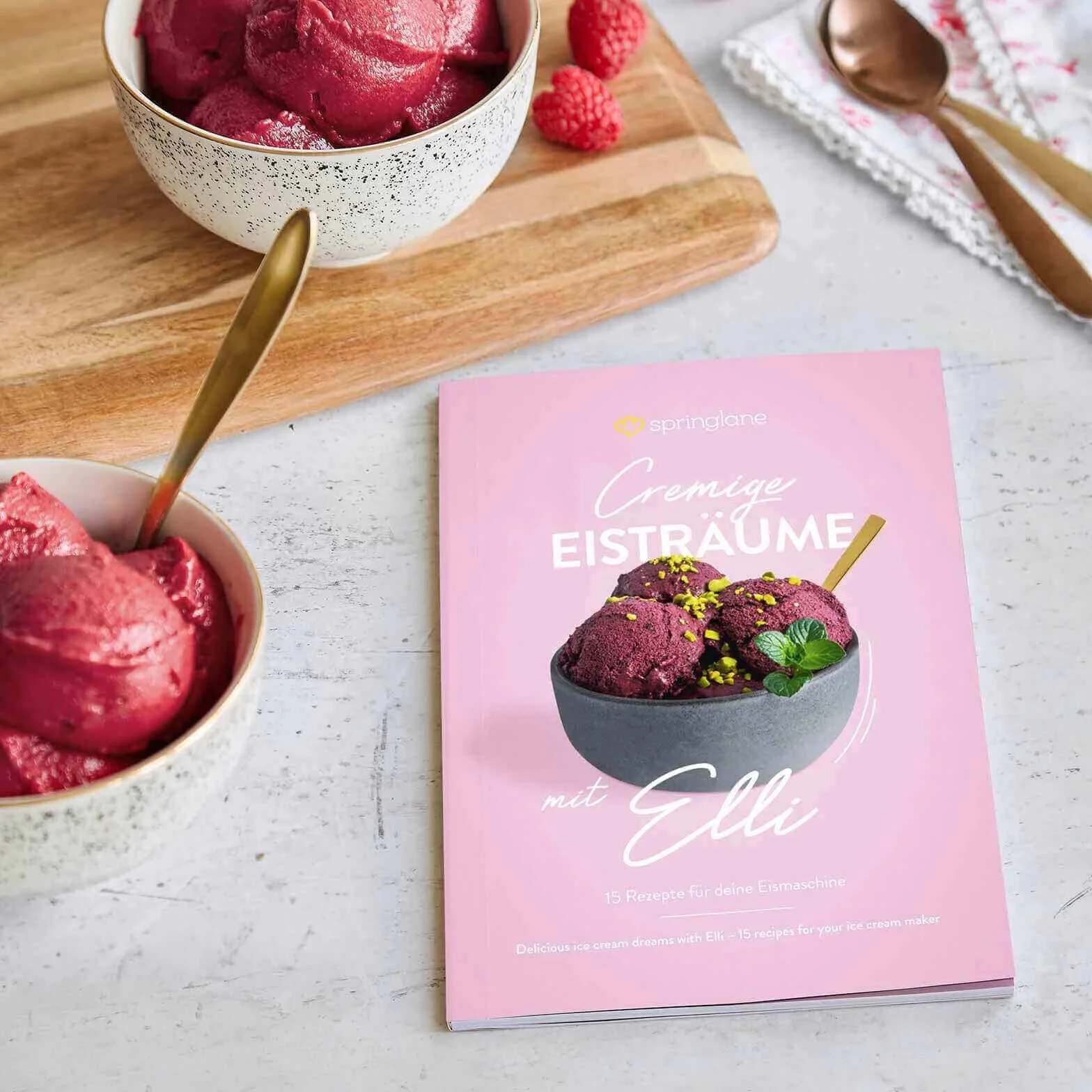 SPRINGLANE Gelatiera Elli con compressore autoraffreddante, gelatiera in acciaio inossidabile con contenitore per gelato rimovibile (Argento, 1,2 L)