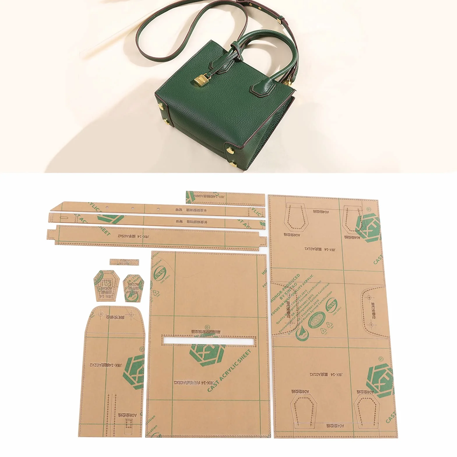 Stencil Acrilico Modello Borsetta Pelle per Realizzare Borse a Tracolla Accessori Cucito Fai da Te
