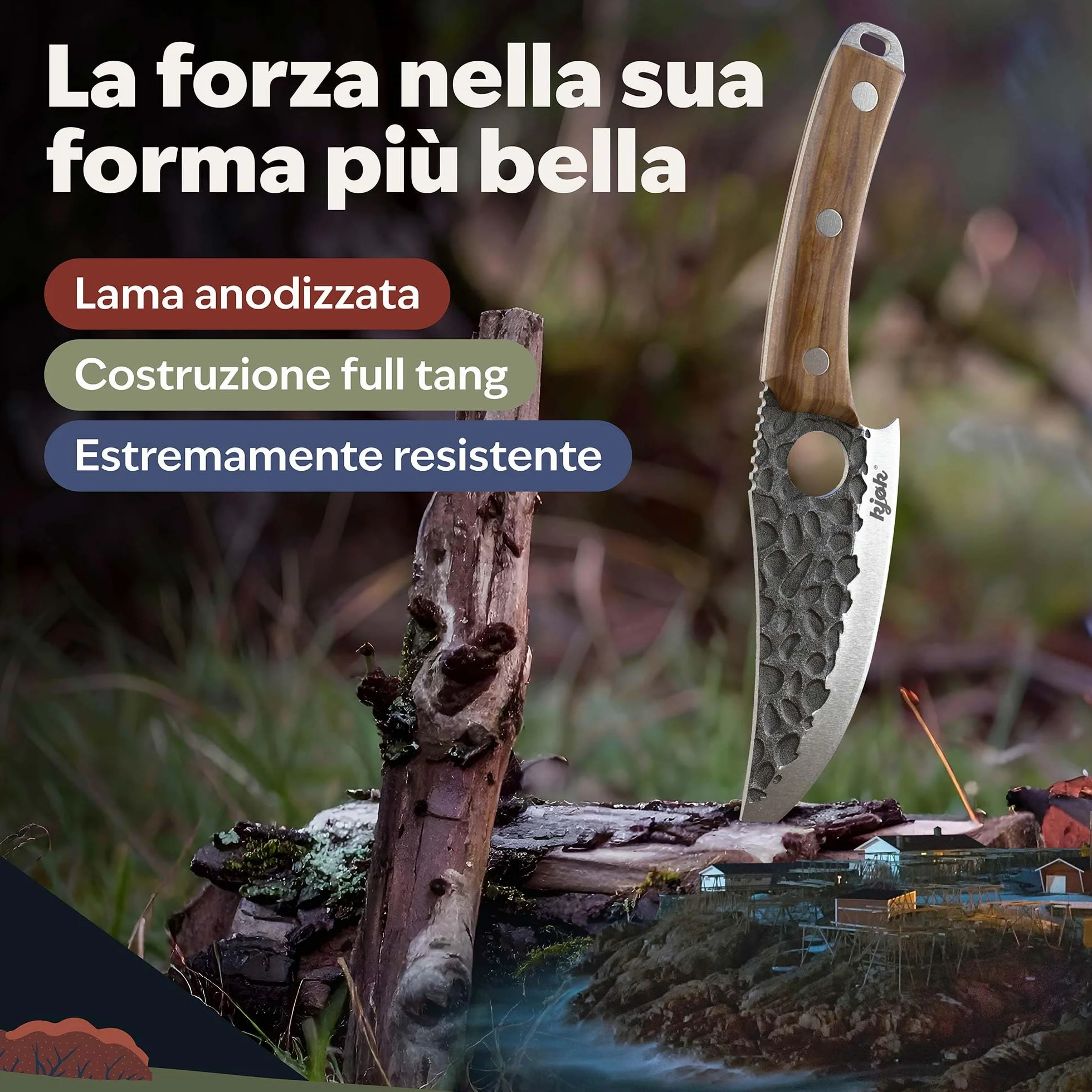 Coltello da cucina Premium kjøk 148 mm 56 HRC 15° manico legno d'ulivo stile giapponese
