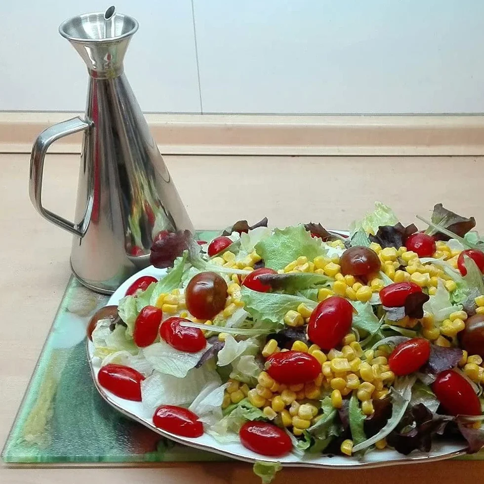 Bottiglia per olio a prova di perdite, in acciaio inox, senza perdite, per olio e aceto, per versare le olive