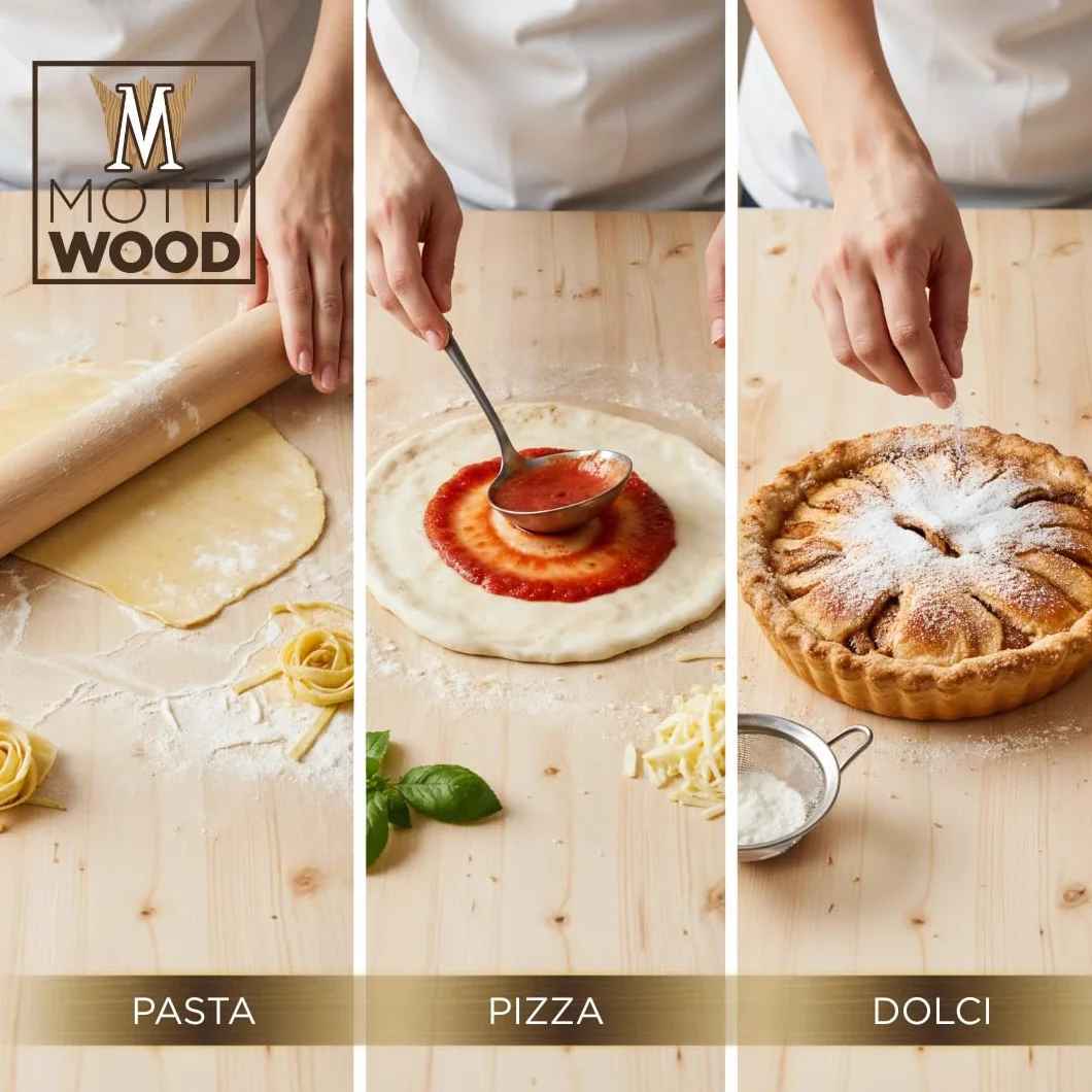 Spianatoia in Legno Abete Naturale 90x55x1,8 cm Asse per Pasta Pizza Dolci Made in Italy