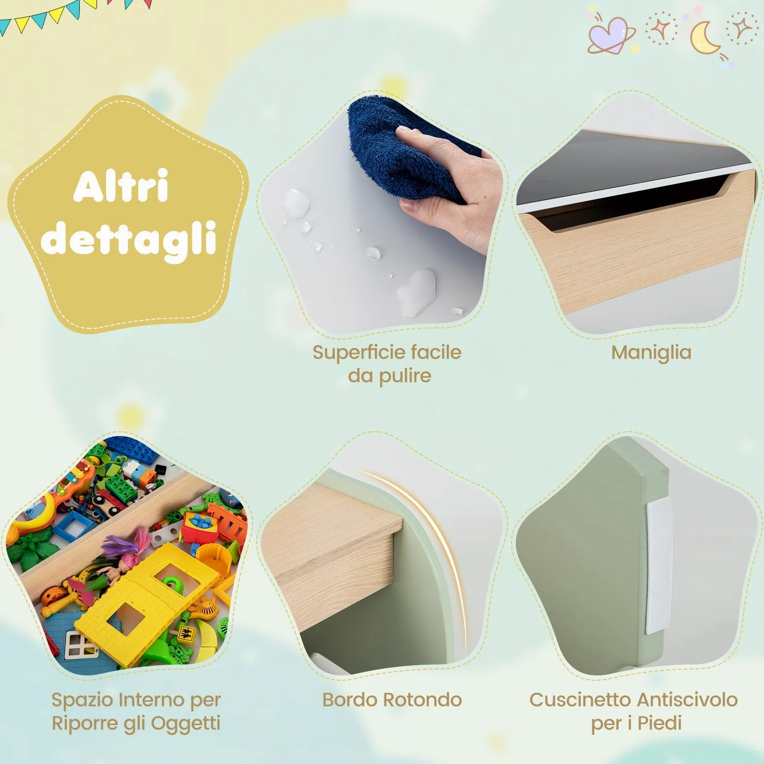 RELAX4LIFE 3 in 1 Tavolino Bambini, Set Tavolo per Bambini e 2 Sedie in Legno, Tavolino Legno con Piano a Doppia Faccia (Lavagna Bianco/Nero) per Giocare, Disegnare e Conservare, per Cameretta (Verde)