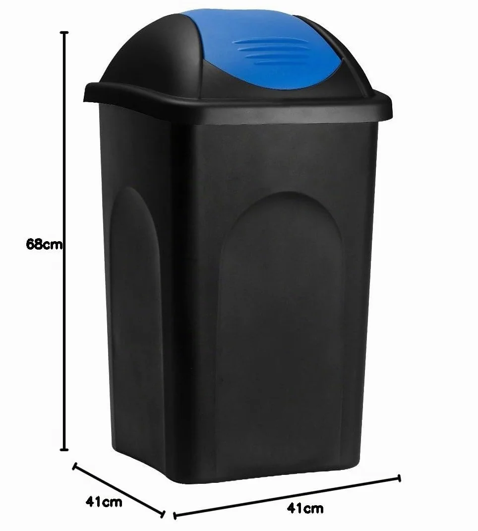 Stefanplast® .- Pattumiera con coperchio basculante, capacità 60 litri - pattumiera in plastica per spazzatura - da cucina – colore a scelta Blue