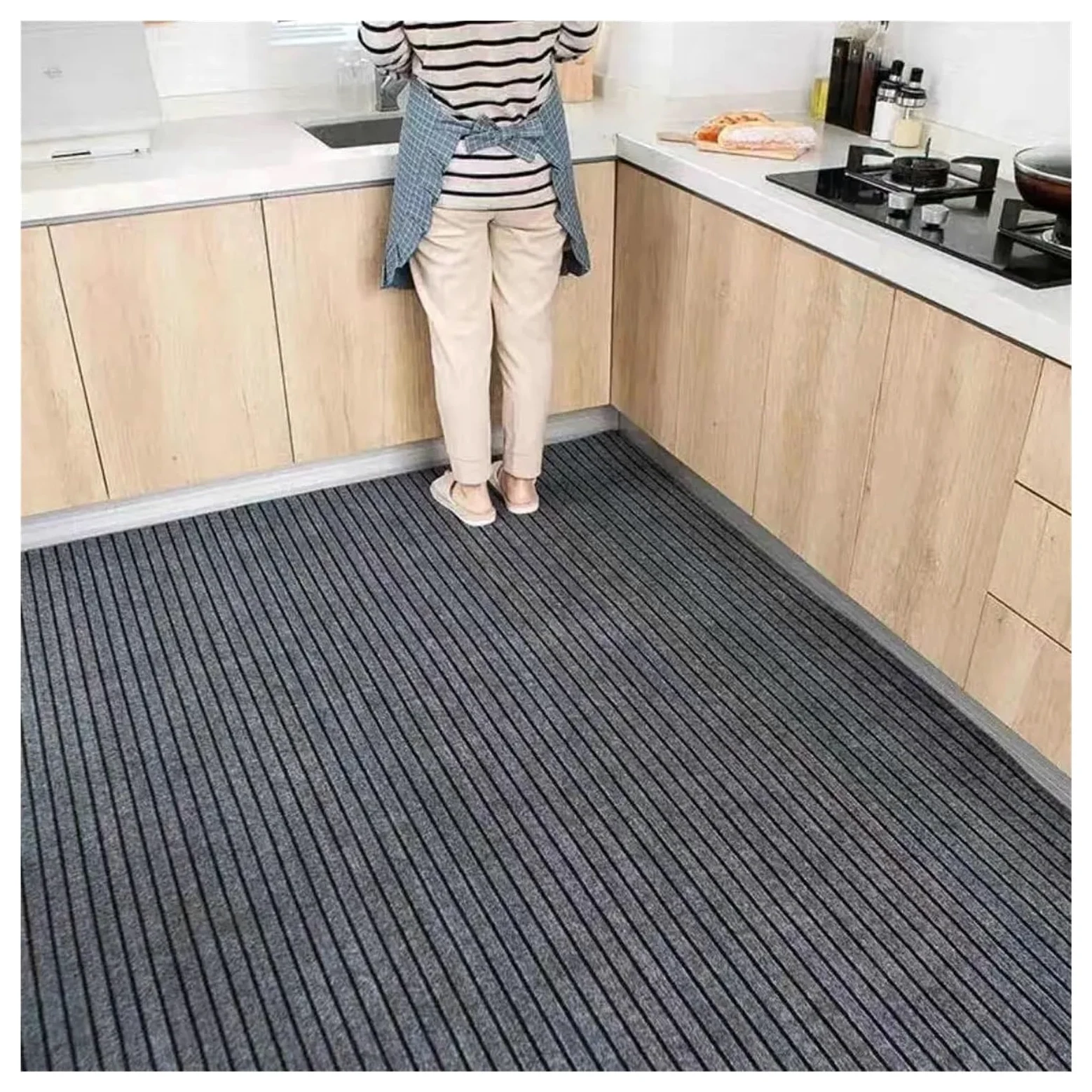 Tappetino da cucina, copertura completa, fai da te, assorbe olio, zerbino lungo, per corridoio e ingresso, facile da pulire (grigio, 100 x 120 cm)