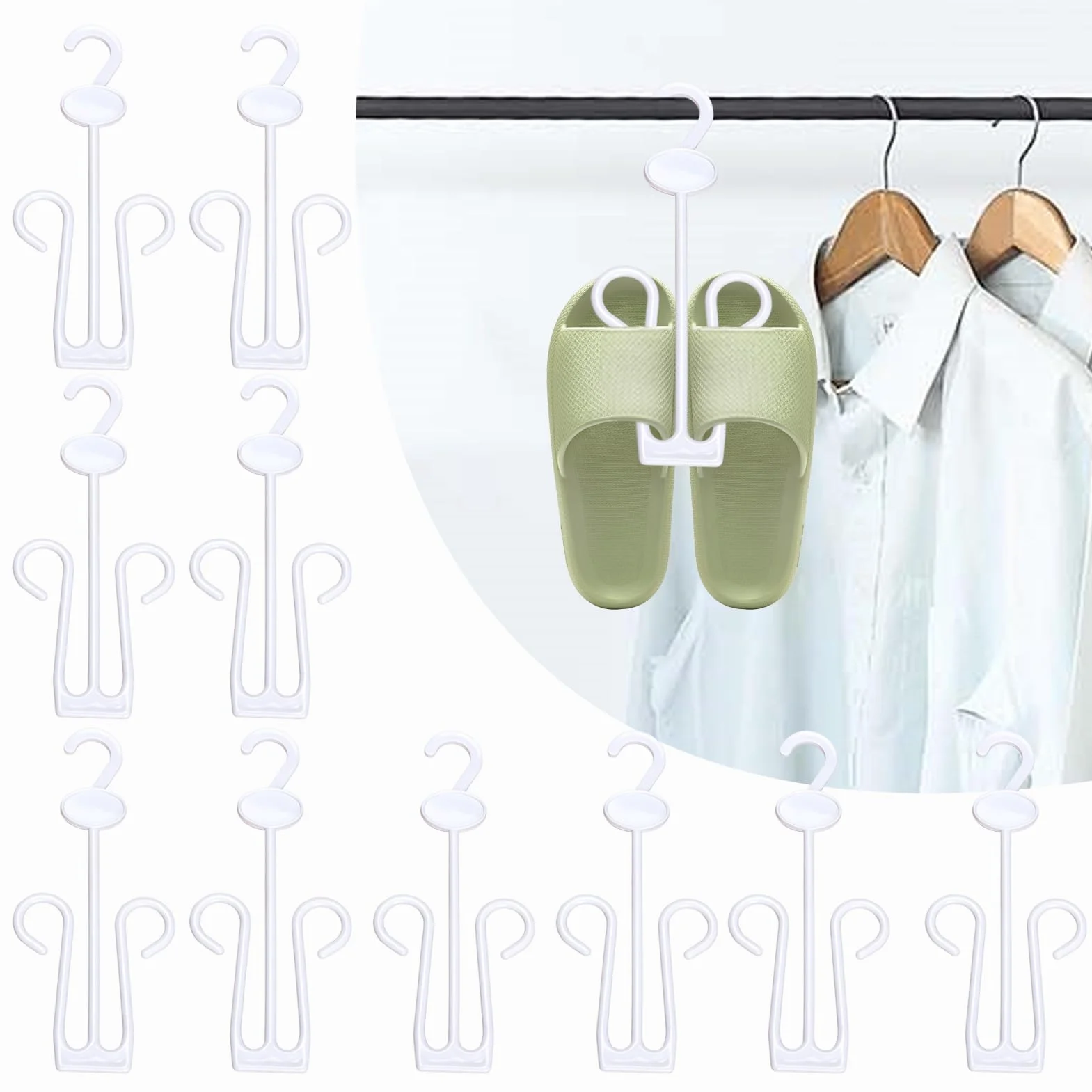 Set 10 ganci per scarpe da appendere, organizer per pantofole cotone