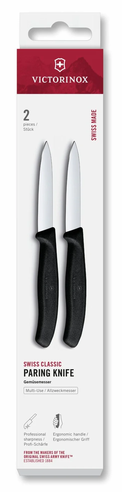 Victorinox Swiss Classic Set di Coltelli per Pelare e Verdure 2 Pezzi 8 cm Acciaio Inossidabile Nero