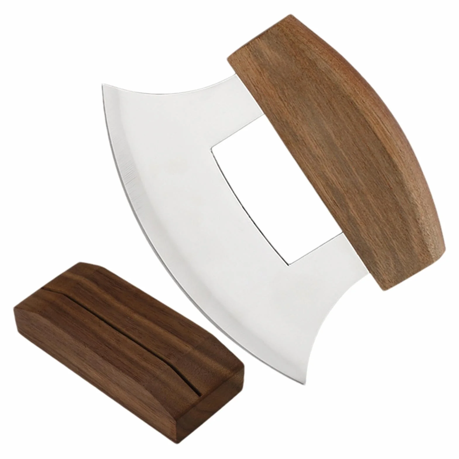 Mezzaluna-Schneider, Alaska-Pizzaschneider | Coltello Bianco Con Lama In Acciaio Inossidabile, Ciclista Ergonomico Manico-ulu, Taglierina Da Cucina Professionale Per Erbe, Insalata, Coltello A Mezzalu