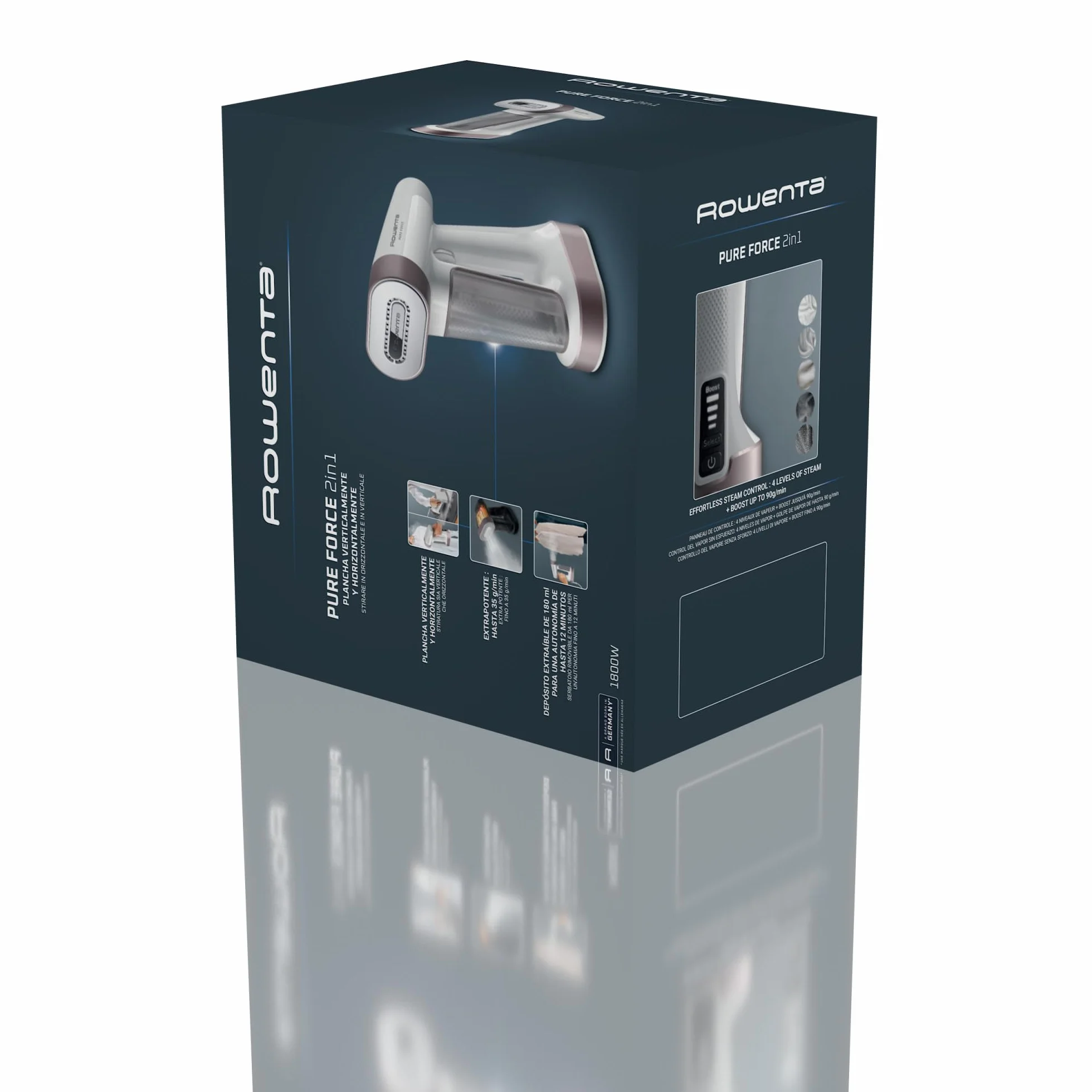 Rowenta Pure Force DR8720F0 Ferro da Stiro Verticale e Orizzontale 2-in-1 180ml 4 Modalità