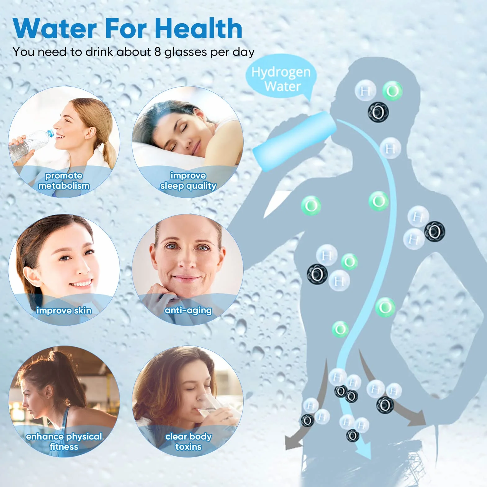 Generatore di Acqua Idrogenata, Aomdom 2L Macchina per Acqua Alcalina Ionizzata ad alta Capacità Generatore di Acqua Ionizzata con Funzione Termostato e Touch Screen a LED per uso Case e Aziende