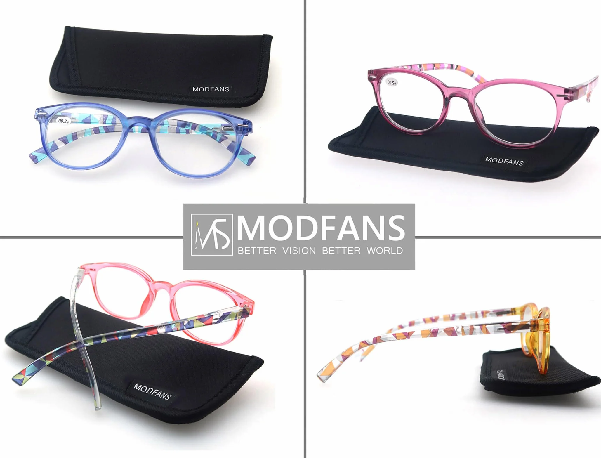 MODFANS Occhiali da Lettura Donna Cerniera a Molla Leggera Custodia Colori Misti