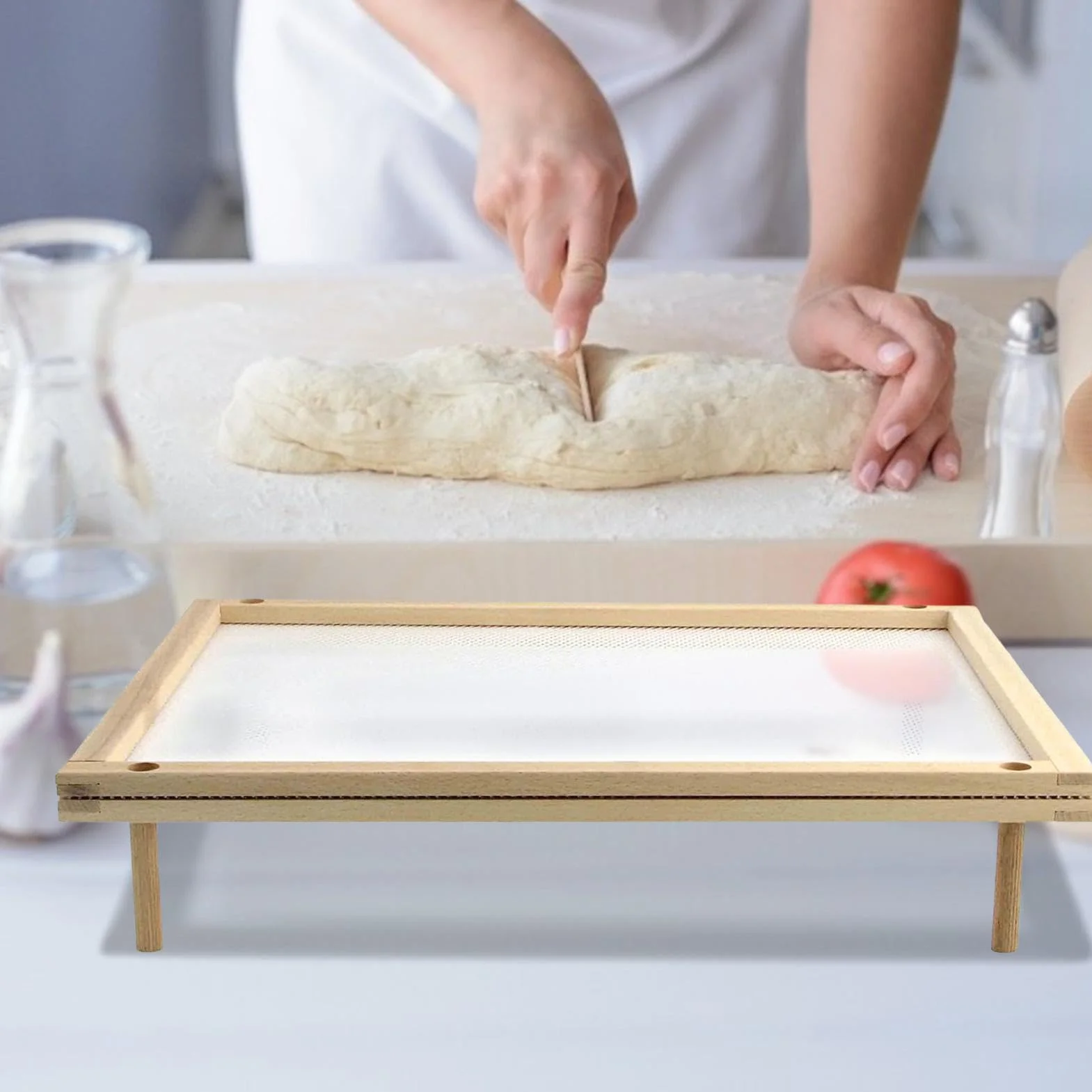Stendino per pasta - Supporto per asciuga pasta | Essiccatore per condimenti alimentari in legno lucido disidratato impilabile, ripiano per frutta aperto staccabile Circolazione 'aria Risparmia