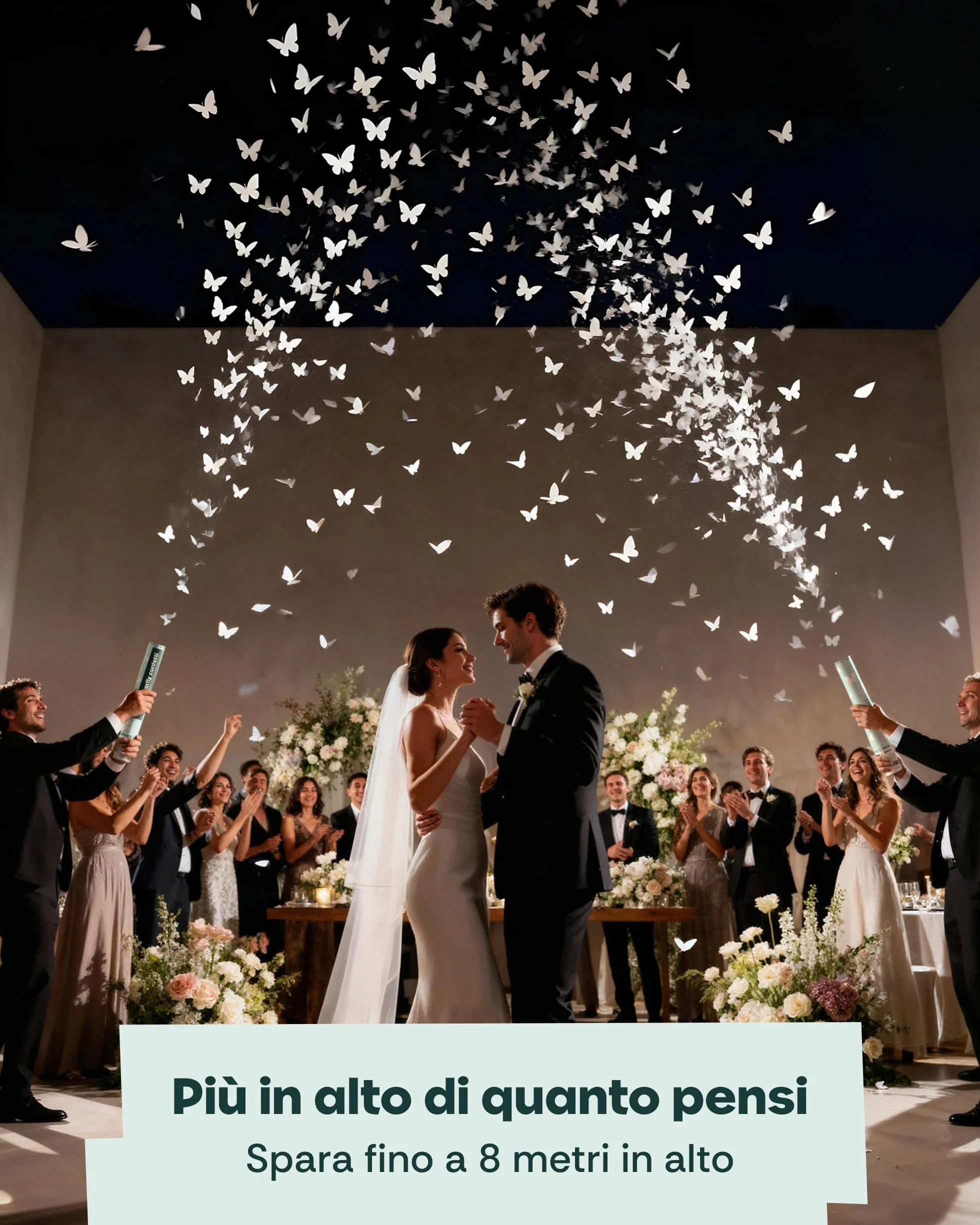 5 Cannoni Spara Coriandoli Farfalle Bianche - Carta Certificata FSC® - Biodegradabile e Sicuro - Perfetto per Matrimoni e Eventi Romantici