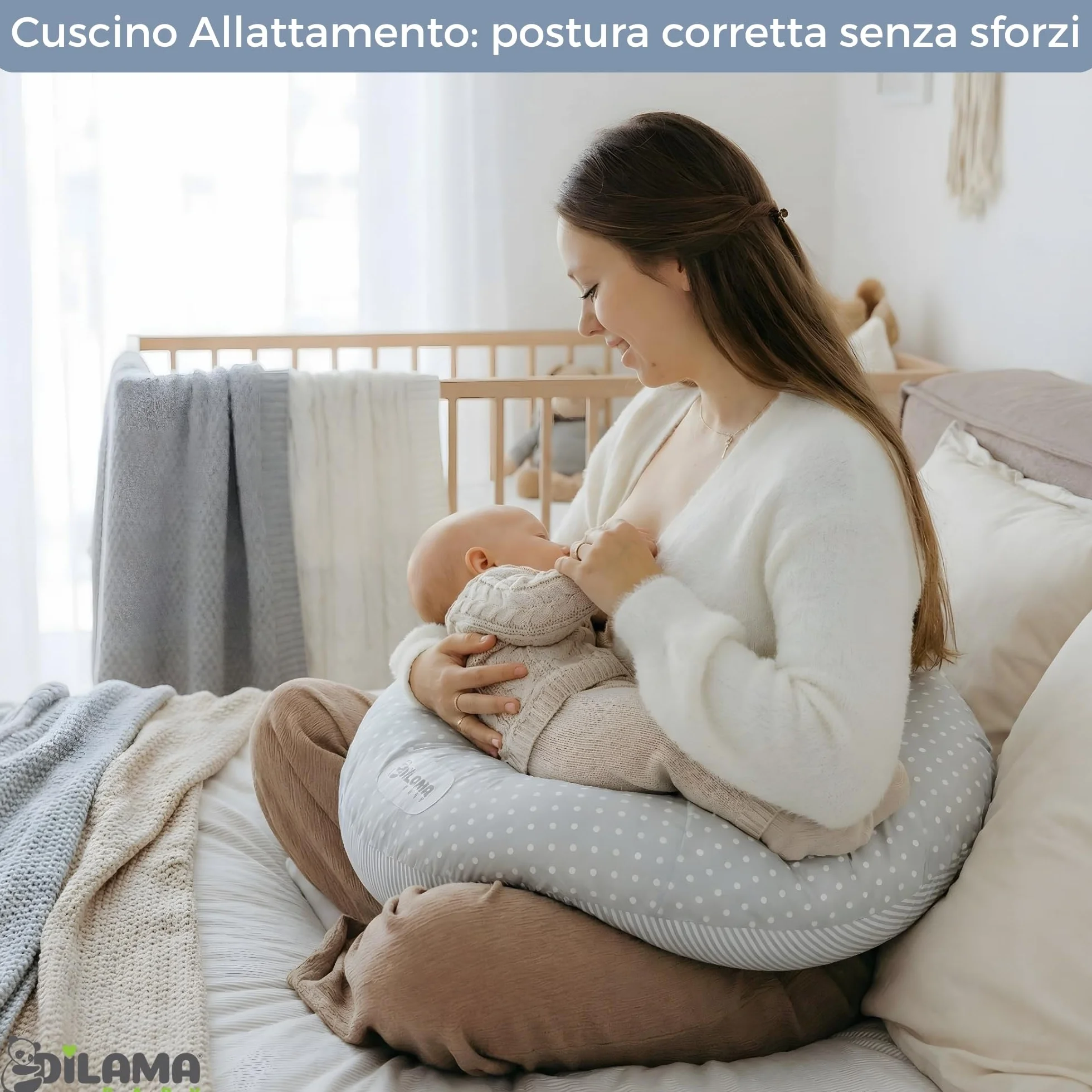 Dilamababy Cuscino Gravidanza Fiocchi di Memory e Fiber Made in Italy – Comodo per Dormire e per Allattamento - Supporto Ergonomico Pancia, Schiena, Gambe con Federa Sfoderabile e Lavabile