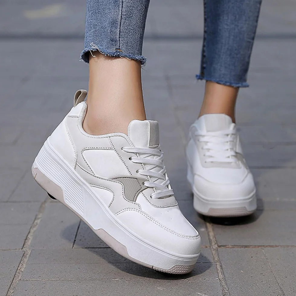 ENEN Sportive Scarpe da Skateboard 4 Ruote con Freno per Bambina e Bambino