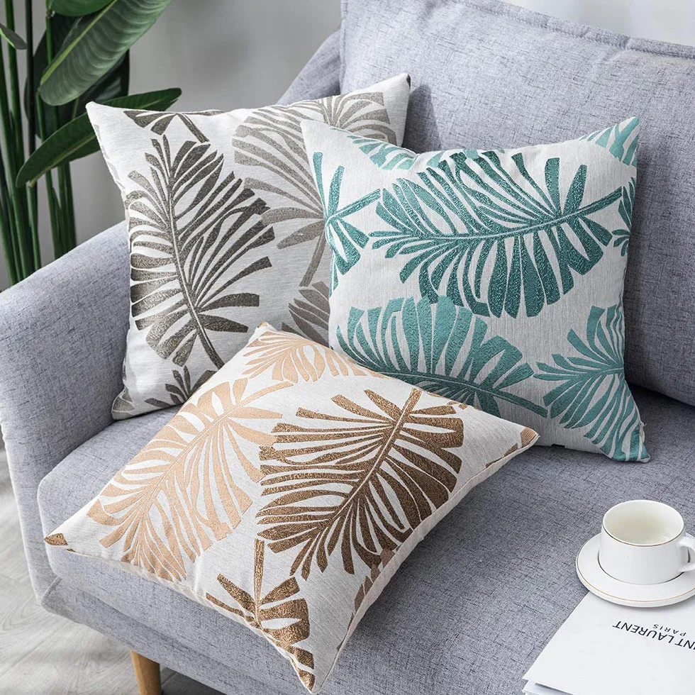 2 Pezzi Federe Copricuscini 45 x 45 cm, Federa per Cuscino Decorazioni in Lino con Cerniera Invisibile,Fodere Cuscini per Divano, Sofà, Interni ed Esterni. (dorato)