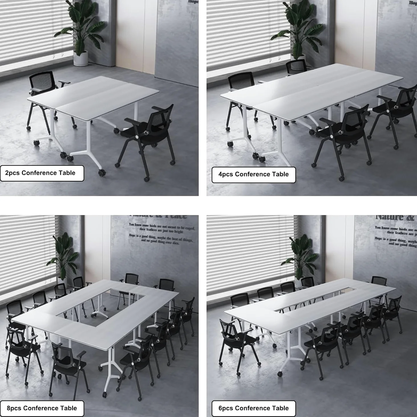 Tavolo da conferenza Moderno e di Grandi Dimensioni con Ruote silenziose - Scrivania da Ufficio direzionale per riunioni domestiche e aziendali, postazione di Lavoro modulare Versatile per u