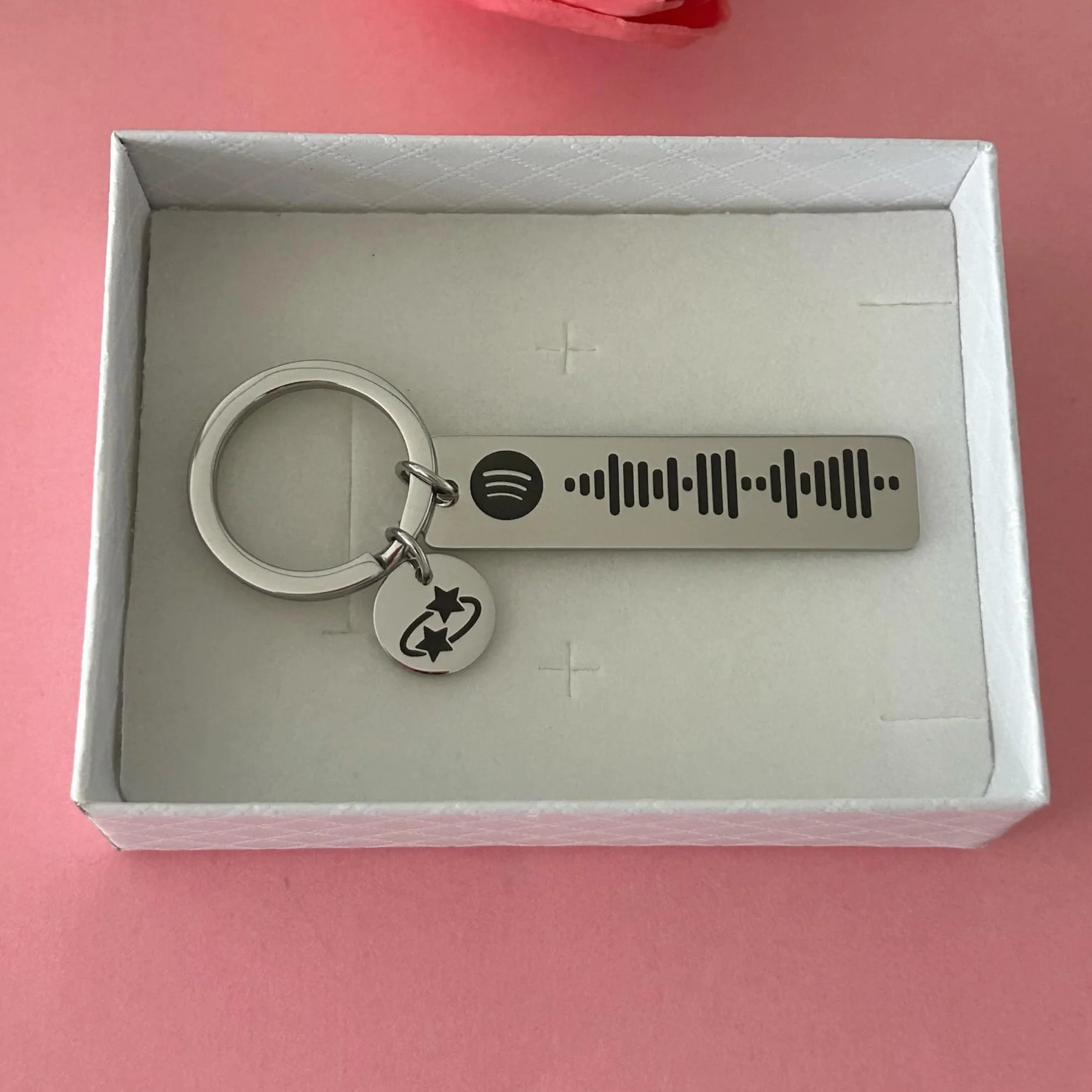 Vero Bijoux Portachiavi Spotify in Acciaio Inossidabile Personalizzabile con Canzone e Dedica