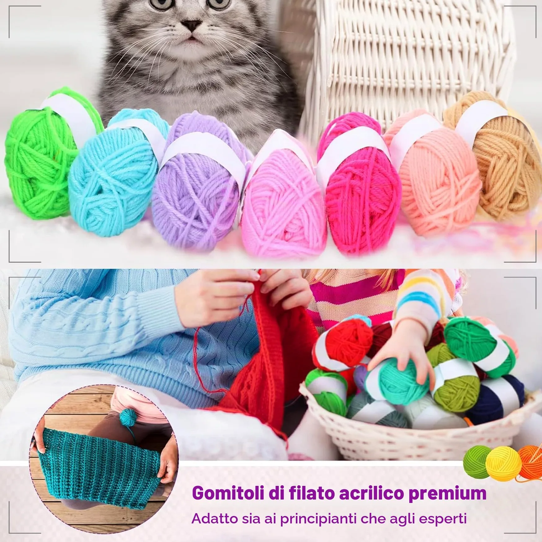 60 Colore Cotone per Uncinetto Filo Filato Crochet Yarn, 60 x 15g Filato Acrilica Lana di Cotone Colorata per Uncinetto Maglieria Crochet Artigianato Fai da Te