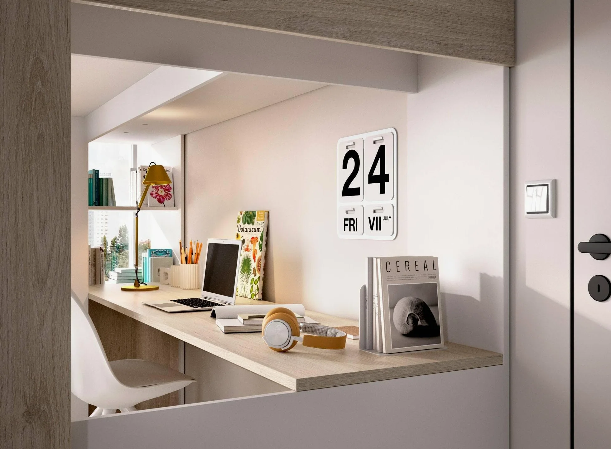 Dmora - Composizione camera da letto Focoletta, Stanza da letto completa, Cameretta per bambini, Set per arredo a ponte, 206x111 h178 cm, Bianco e Rovere