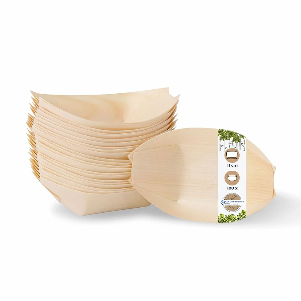 GREENBOX 100 ciotole in legno di pino biologico monouso compostabili per fingerfood