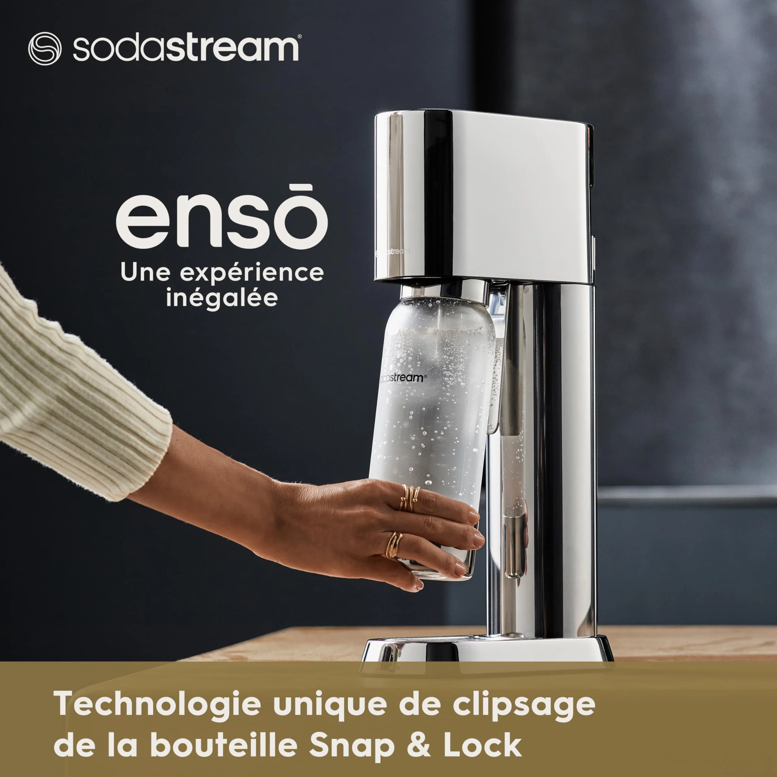 sodastream Enso Gasatore per realizzare acqua frizzante in Acciaio Inossidabile con una Bottiglia Inclusa, Cilindro CO2 Non Incluso