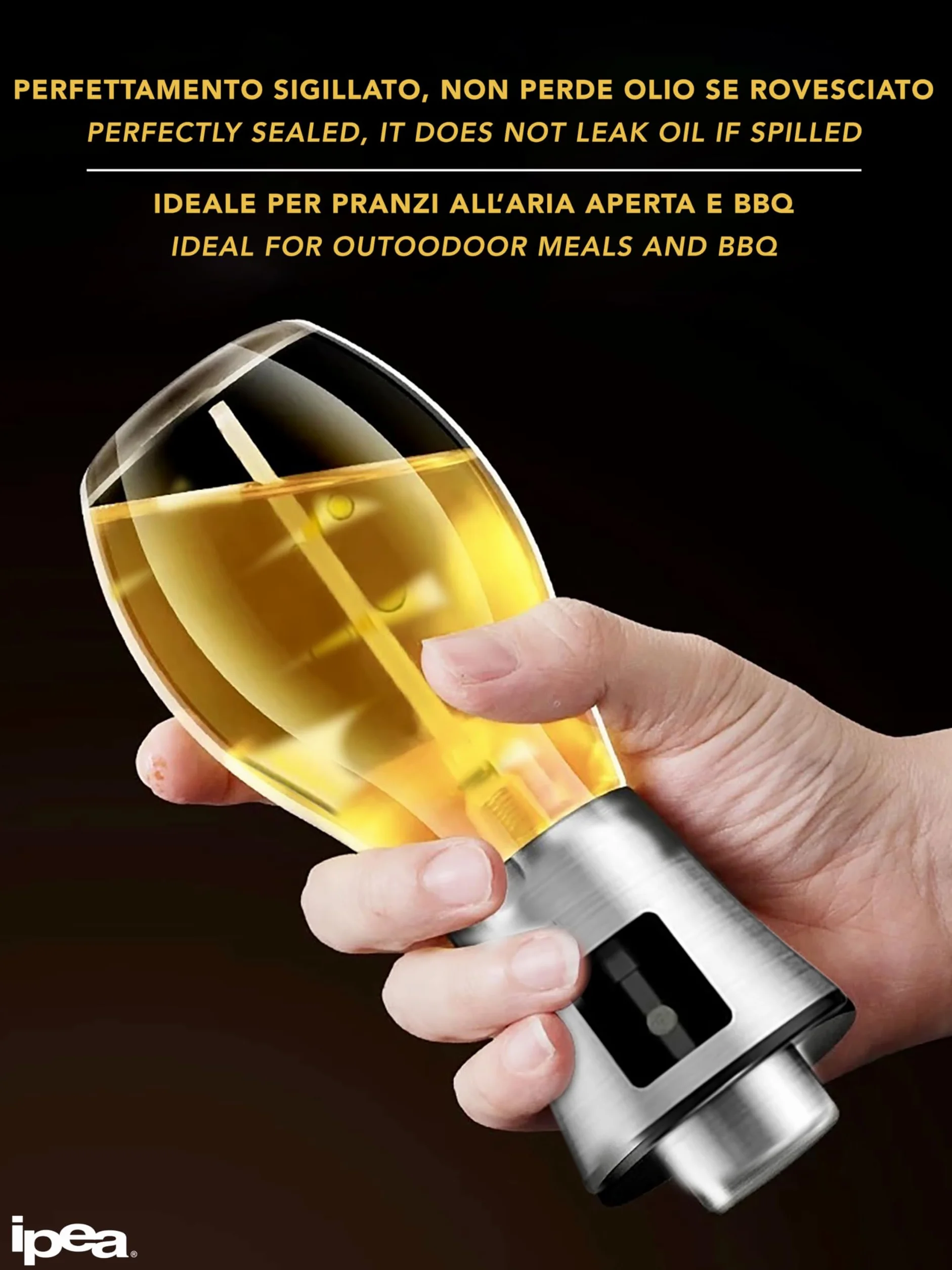 IPEA Oliera Spray in Vetro 170ml per Olio e Aceto - Nebulizzatore Dosatore per Casa Cucina