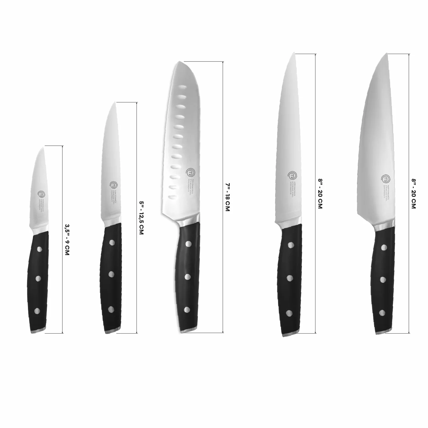MasterChef Set Coltelli da Cucina Professionali Acciaio Inossidabile, 5 Pezzi