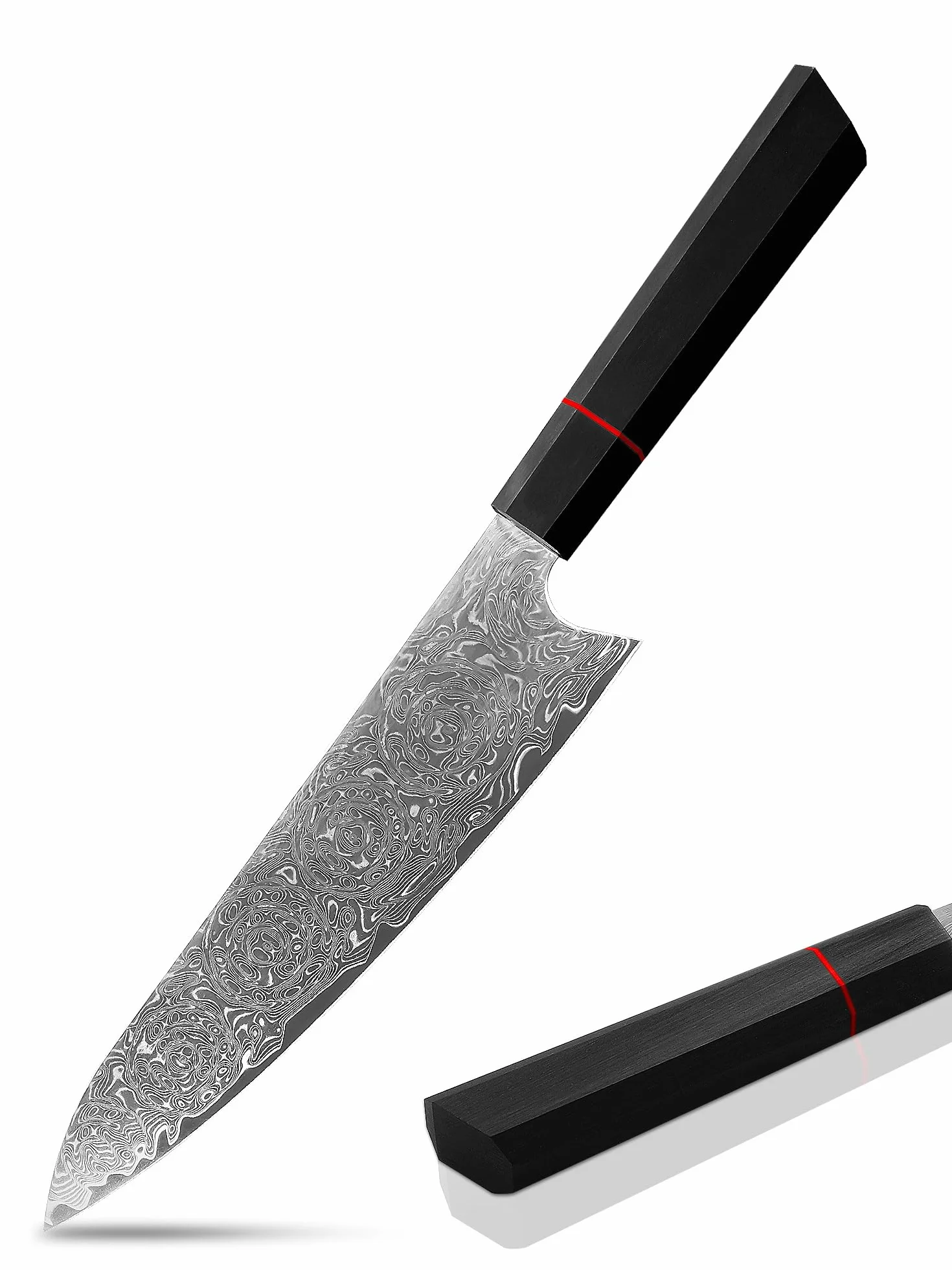 Plys Damasco Coltello da Chef Coltelli Damascati Giapponesi: Coltello da Chef Affilato - Coltello da Cucina Professionale Manico in G10