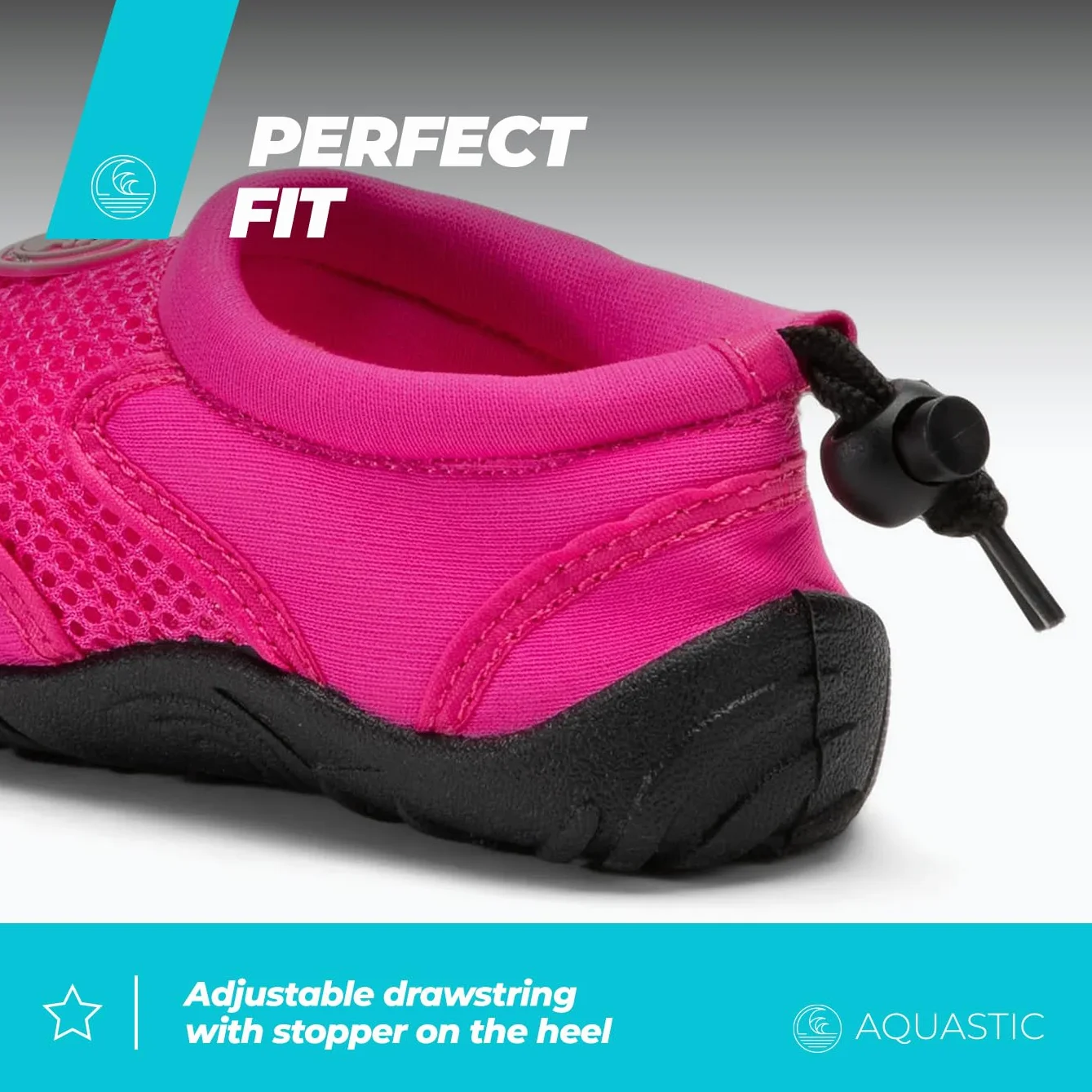 AQUASTIC Scarpe da Scoglio KEA JR Bambini Taglia 26-36 EU Scarpe da Nuoto Slip-On Suola Gomma Antiscivolo TPR Drenaggio Acqua Piscina Spiaggia