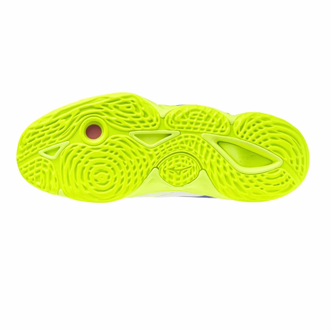 Mizuno Wave Momentum Elite Scarpe da Pallavolo, Bianco Blu Giallo Fluo,