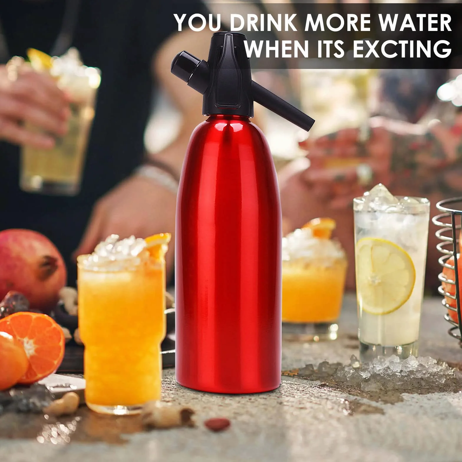 Soda Maker Portatile Aluminium Sparkling Water Maker con Regolatore di Pressione