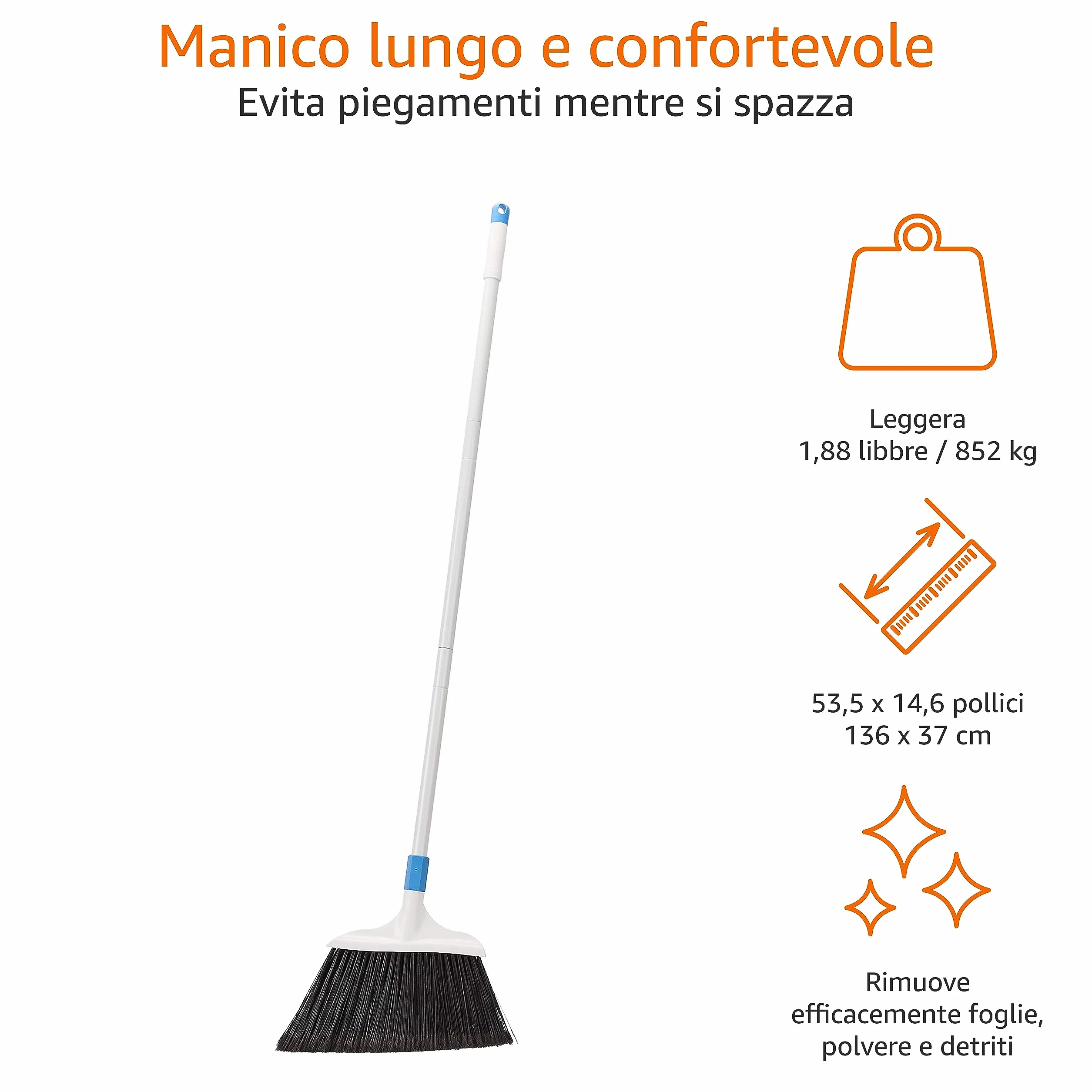 Amazon Basics Scopa per impieghi gravosi, blu e bianco