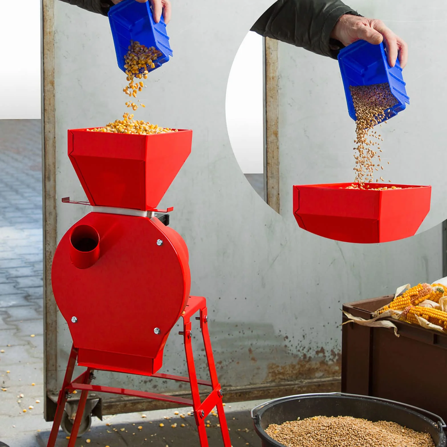 EBERTH Mulino elettrico per cereali con potente motore da 1100 watt, portata 240 kg/h, macina con lama affilata in acciaio inox, quattro setacci e base, frantumatore per cereali