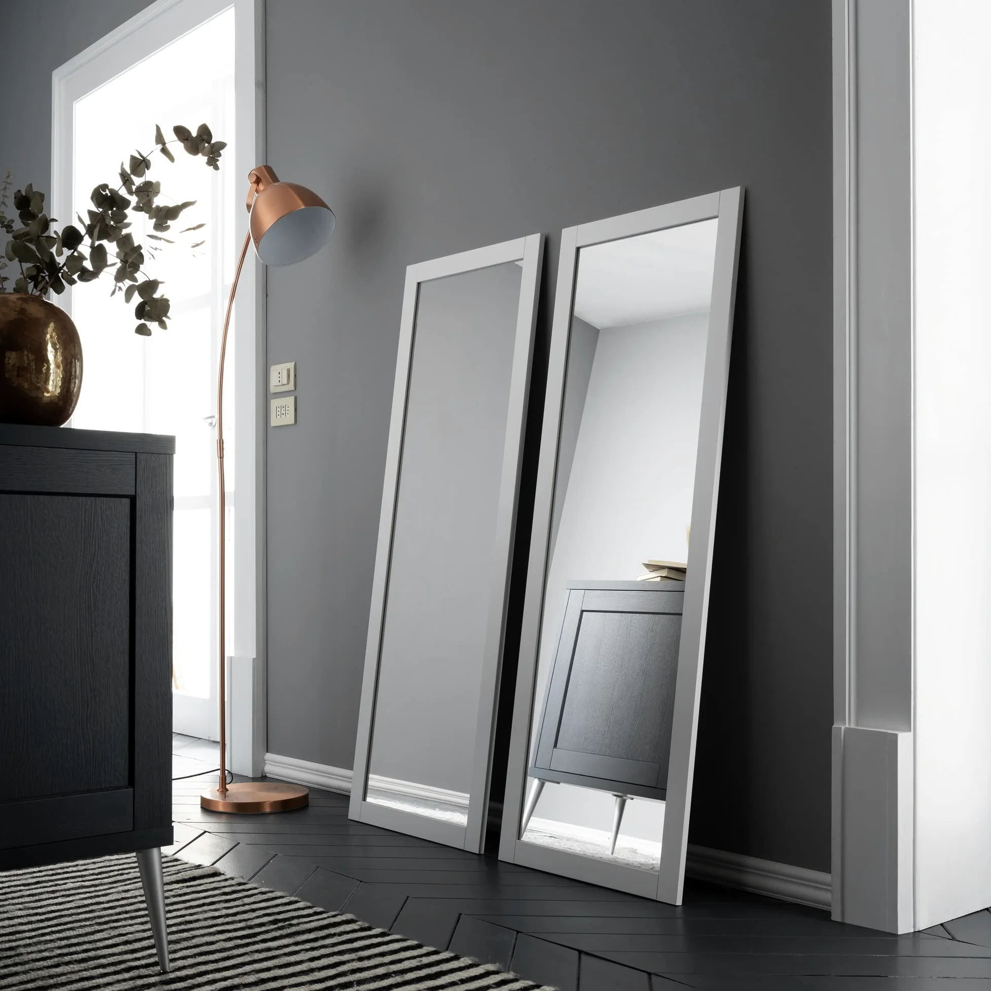 ARHome Specchiera Parete, Smart, 140 x 50, Bianco, Specchio Parete Muro, Prodotto in Italia