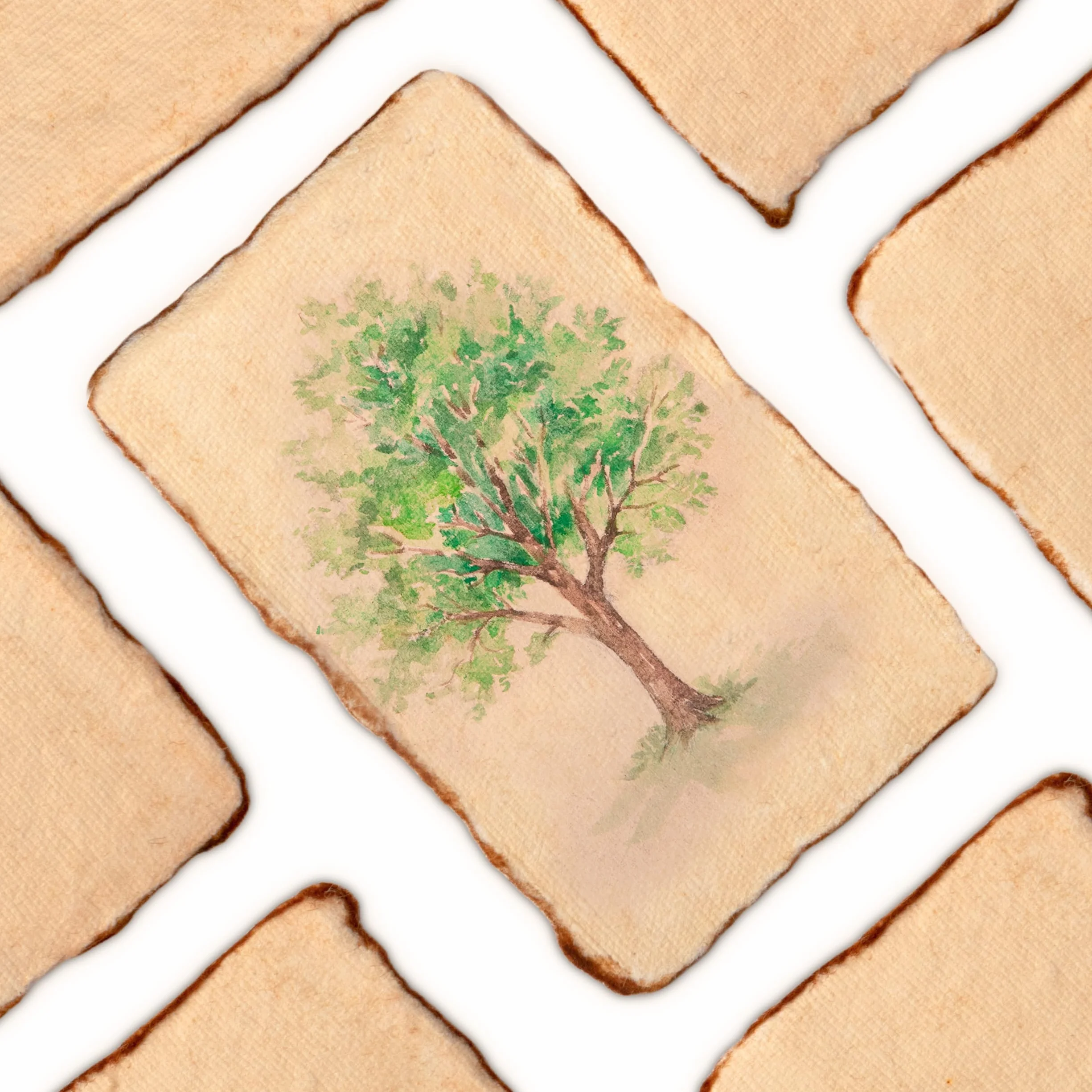 Wanderings Vintage Handmade Deckle Edge Cards 2x3.5 inch 150 GSM 50 Pack Blank Cards