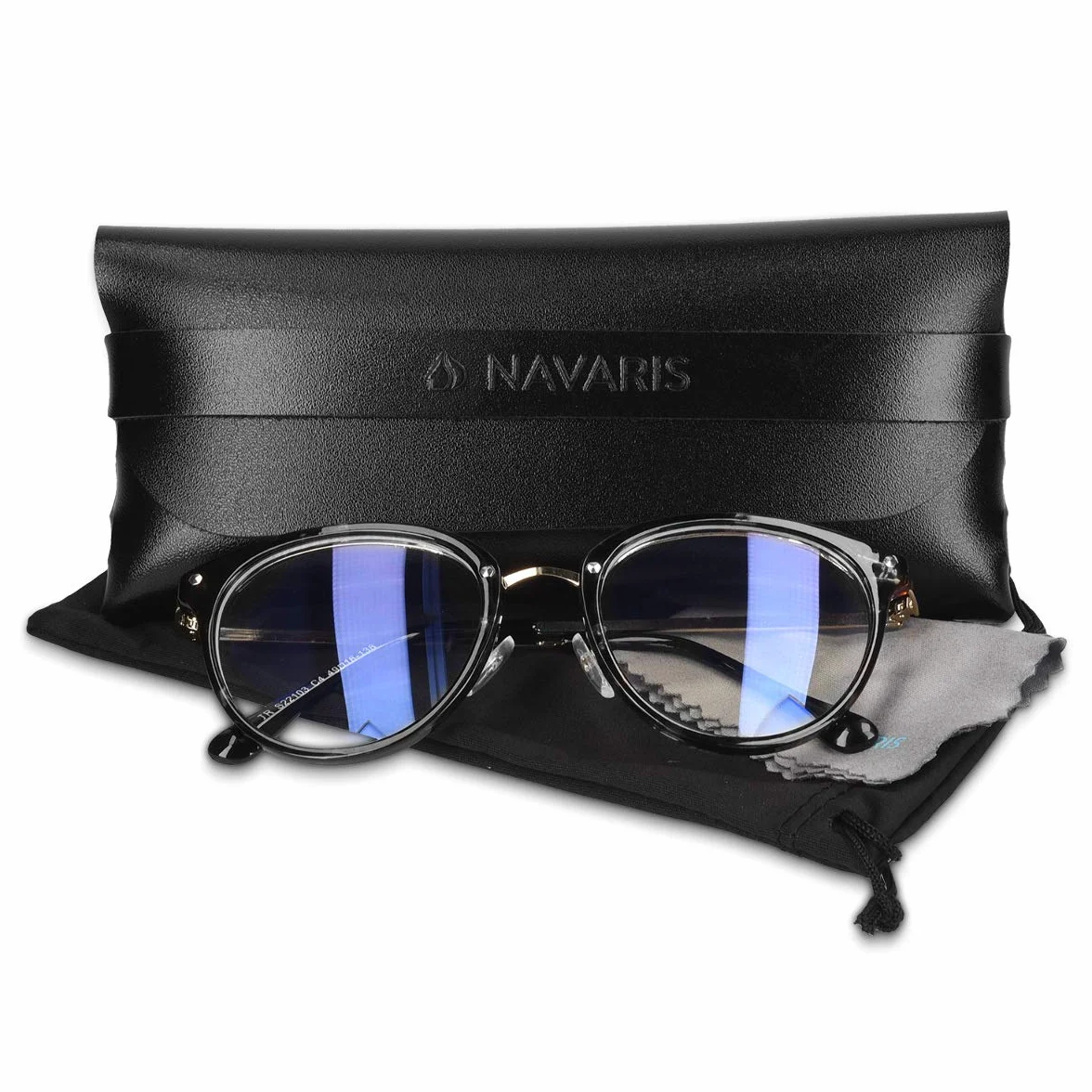 Navaris Occhiali non Graduati Retro Donna Uomo Unisex Lenti Tonde Montatura Nera