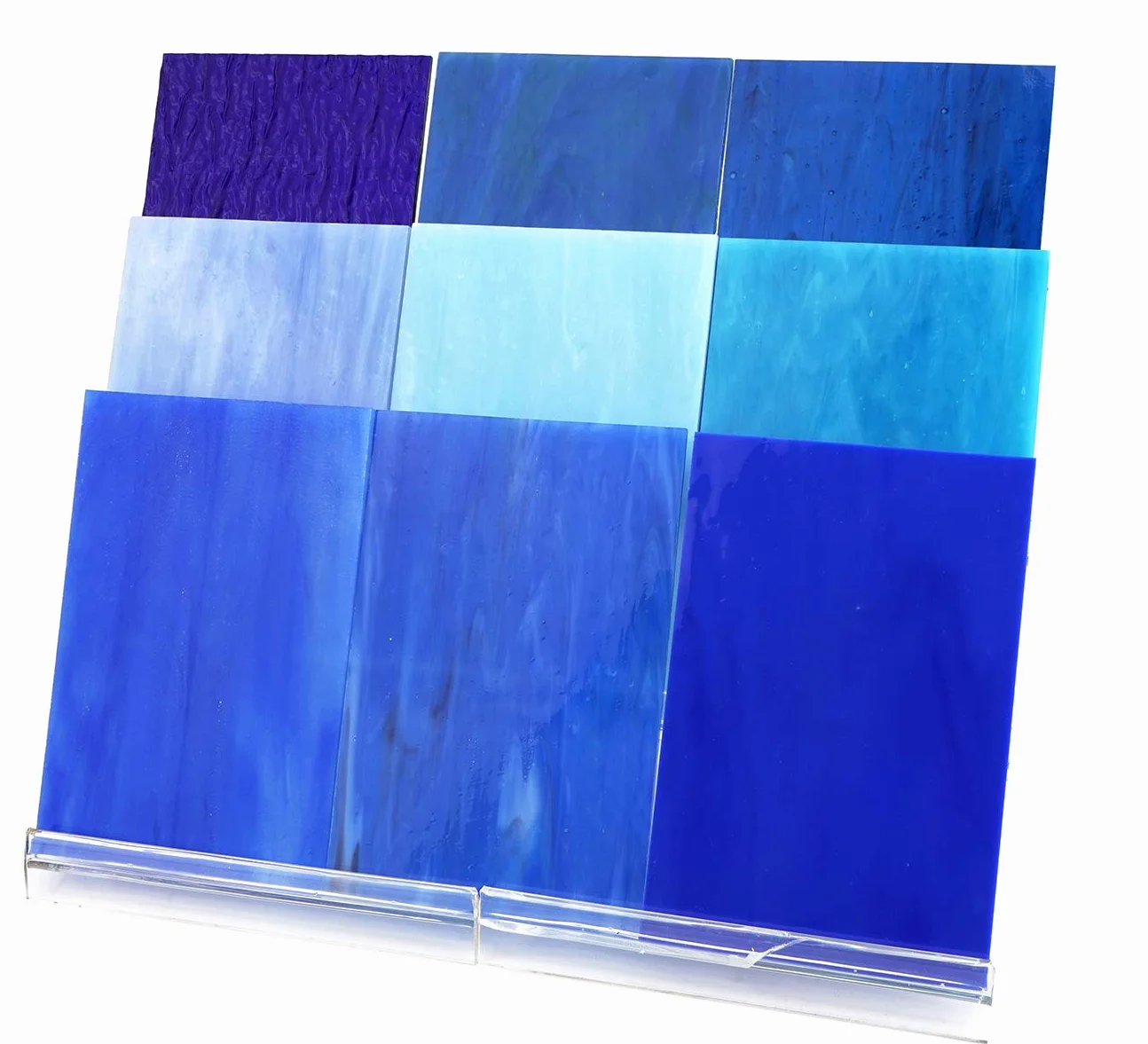 Lanyani 10 fogli vetro colorato blu 10,2x15,2 cm opale Tiffany texture miste