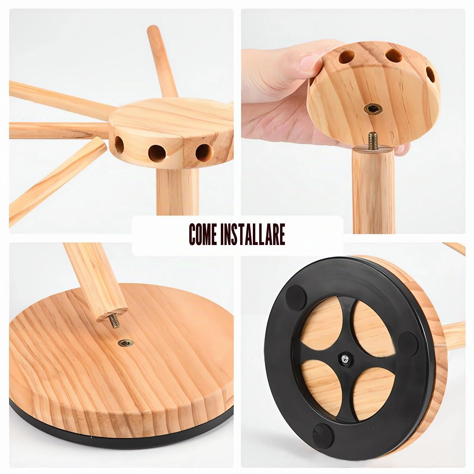 Stendino Pasta Fresca Girevole Pieghevole, Essiccatore Pasta in Legno