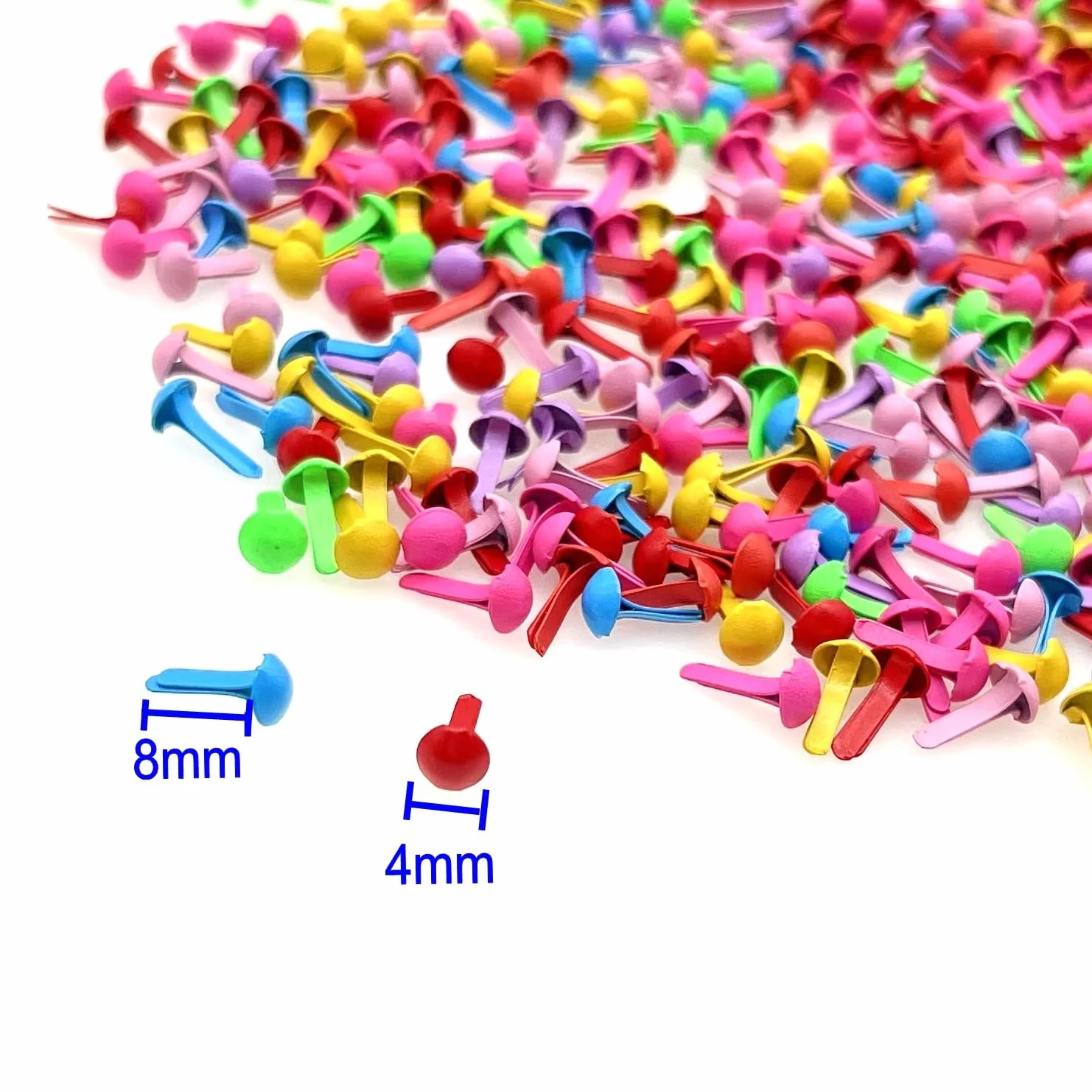 Mini fermacampioni metallo 4mm multicolori 500 pezzi per scrapbooking