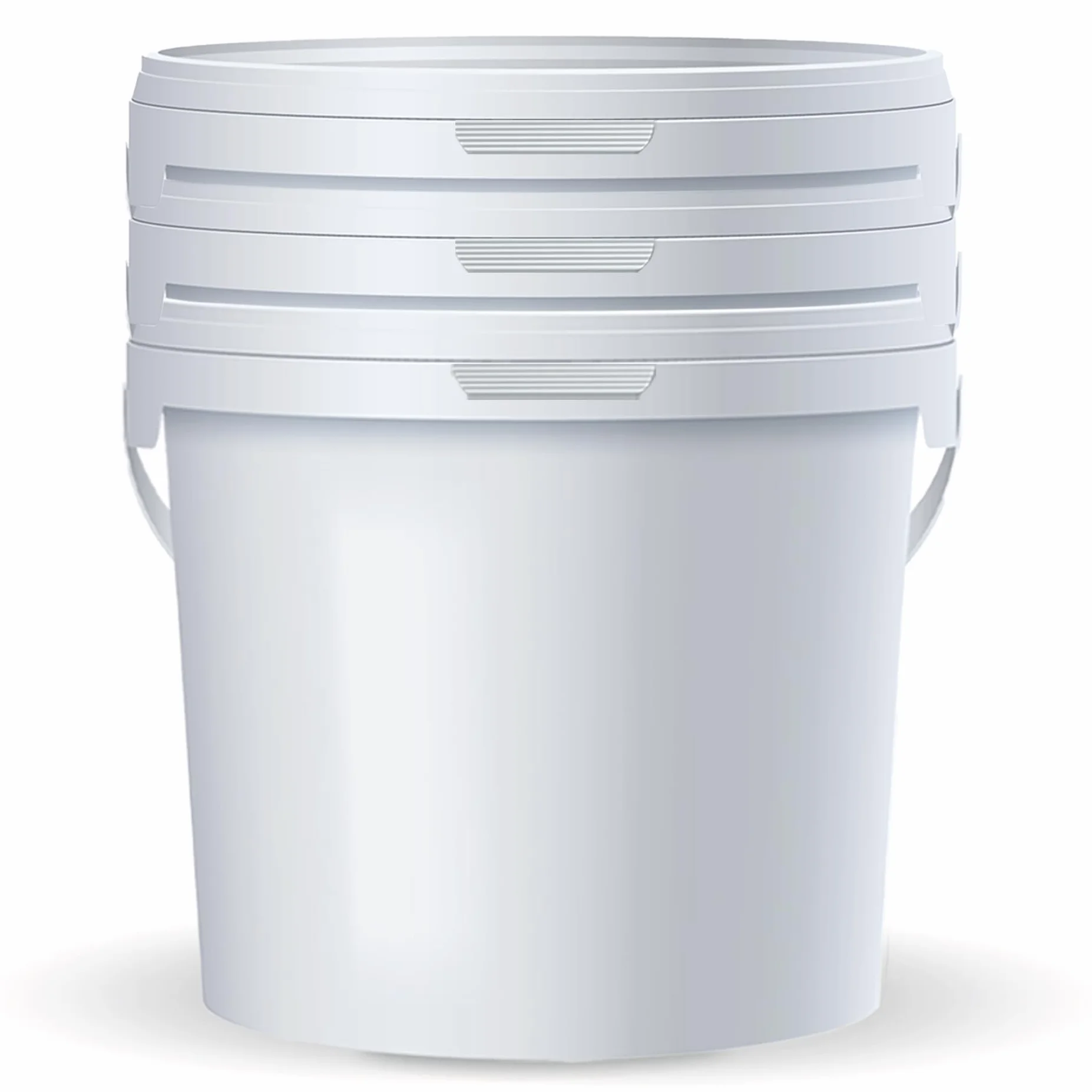 POSH Secchio con coperchio, 10 l, bianco, in plastica, per alimenti, resistente alle perdite, inodore, robusto, ermetico, secchio con manico (3, 10 l)