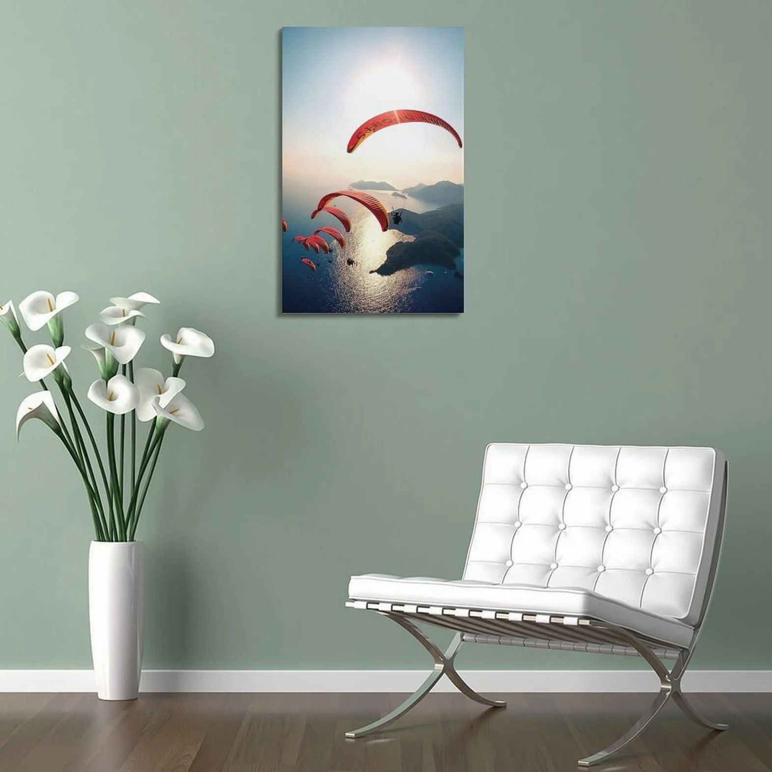 YCGYMX Poster sportivo su tela, motivo: foto aerea della squadra in parapendio, poster decorativo da parete e stampa artistica moderna, poster decorativo per la camera da letto (50 x 75 cm)